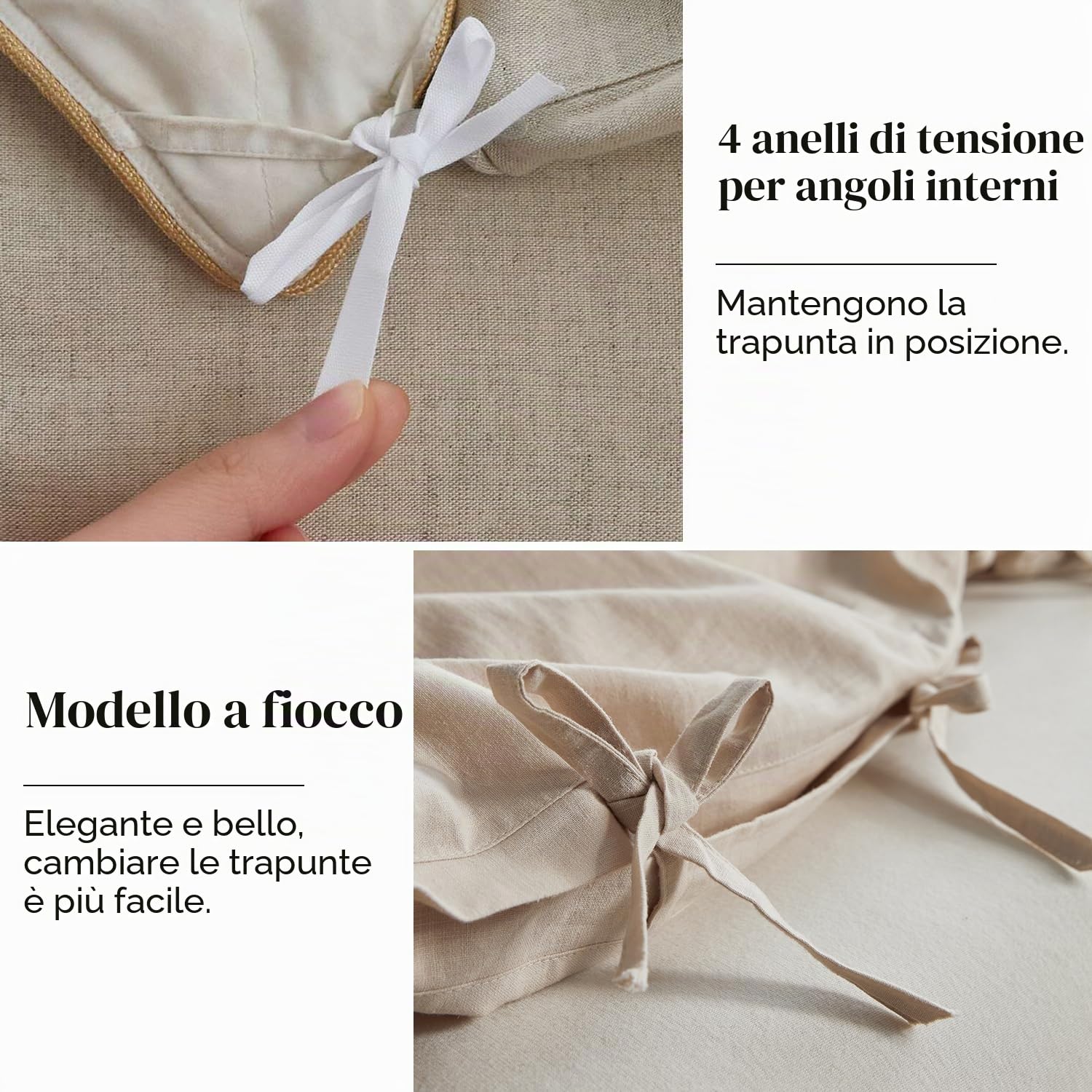 Simple&Opulence Set di Coperta per Matrimonio, Coperta di Lusso in Lino e Cotone, Eleganza con Bordo, Qualità da Hotel di Lusso, Perfetto per Ragazze o Persone Romantiche (Beige, 230x220 cm)