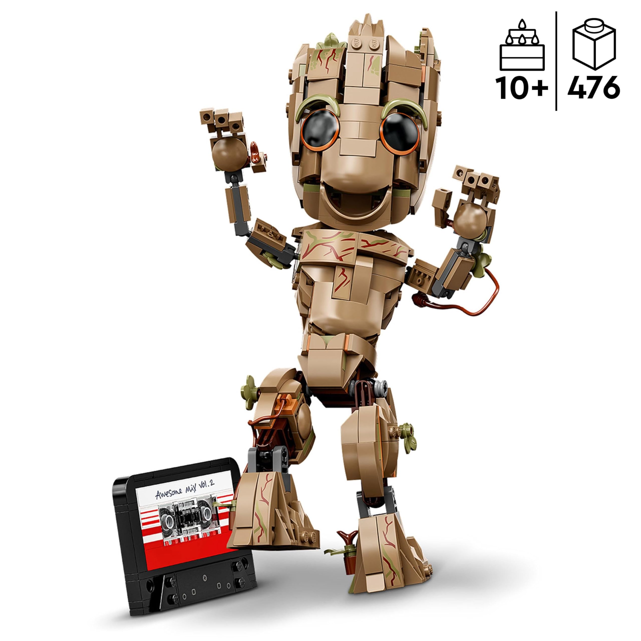 LEGO Marvel Ich Bin Groot Spielzeug zum Bauen, Set mit Baby Groot Figur aus Guardians of The Galaxy 2, tolles Geschenk für Kinder, Jungen, Mädchen und Avengers Fans zum Geburtstag, Weihnachten 76217