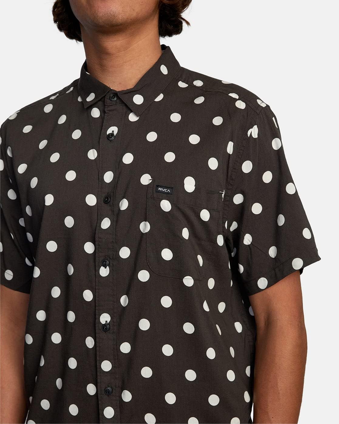 RVCA Men's Whitworth Short Sleeve Shirt (Black, Small)