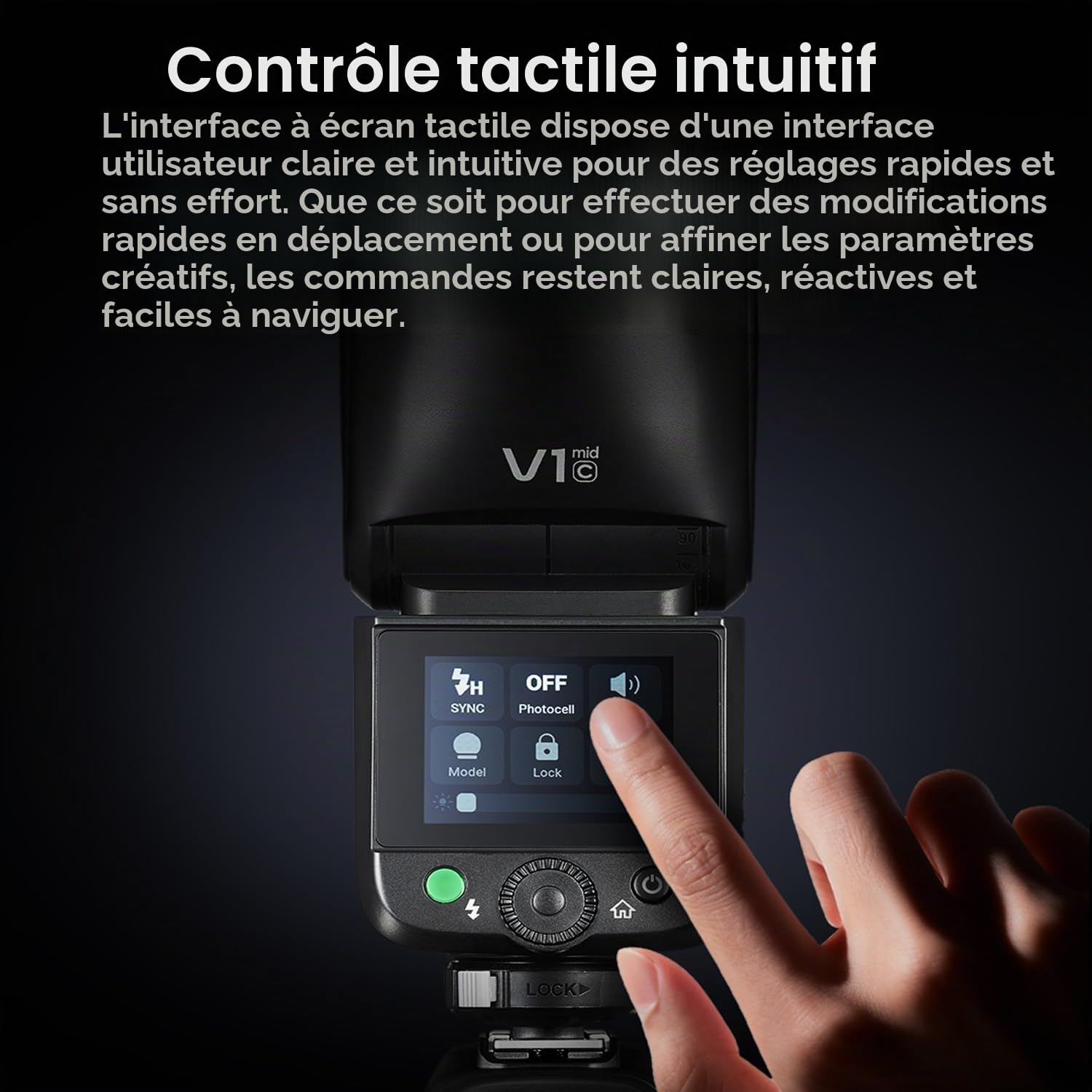 GODOX V1 Mid S Flash pour Sony Appareils Photo Speedlite,55Ws,2,4GHz TTL | 1/8000 HSS,650 éclairs à Pleine Puissance,Temps Recyclage 1,7s,Lampe Pilote LED 2W 10 Niveaux
