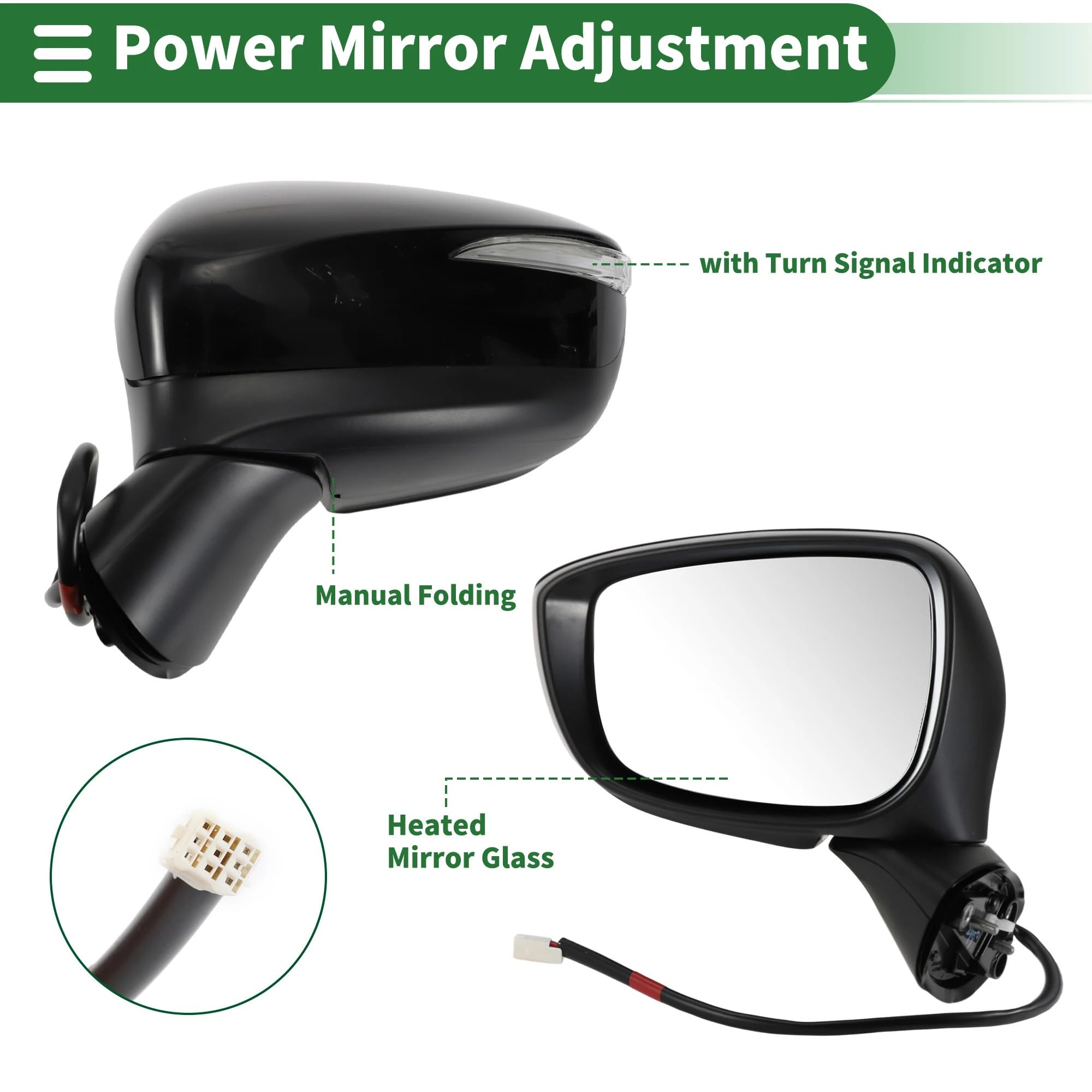 Rétroviseur extérieur de voiture Rétroviseur extérieur gauche rabattable manuellement noir pour MAZDA CX-5 2015-2016 Parties