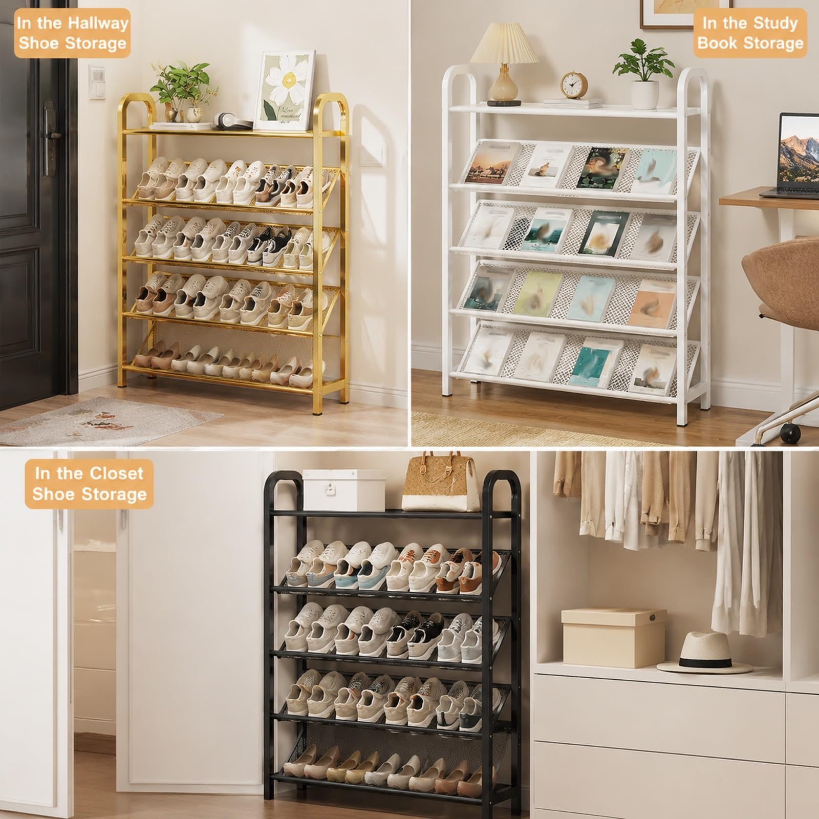 Organizador Zapatos, Zapatero Metálico Ahorra Espacio Para Entrada Y Hogar