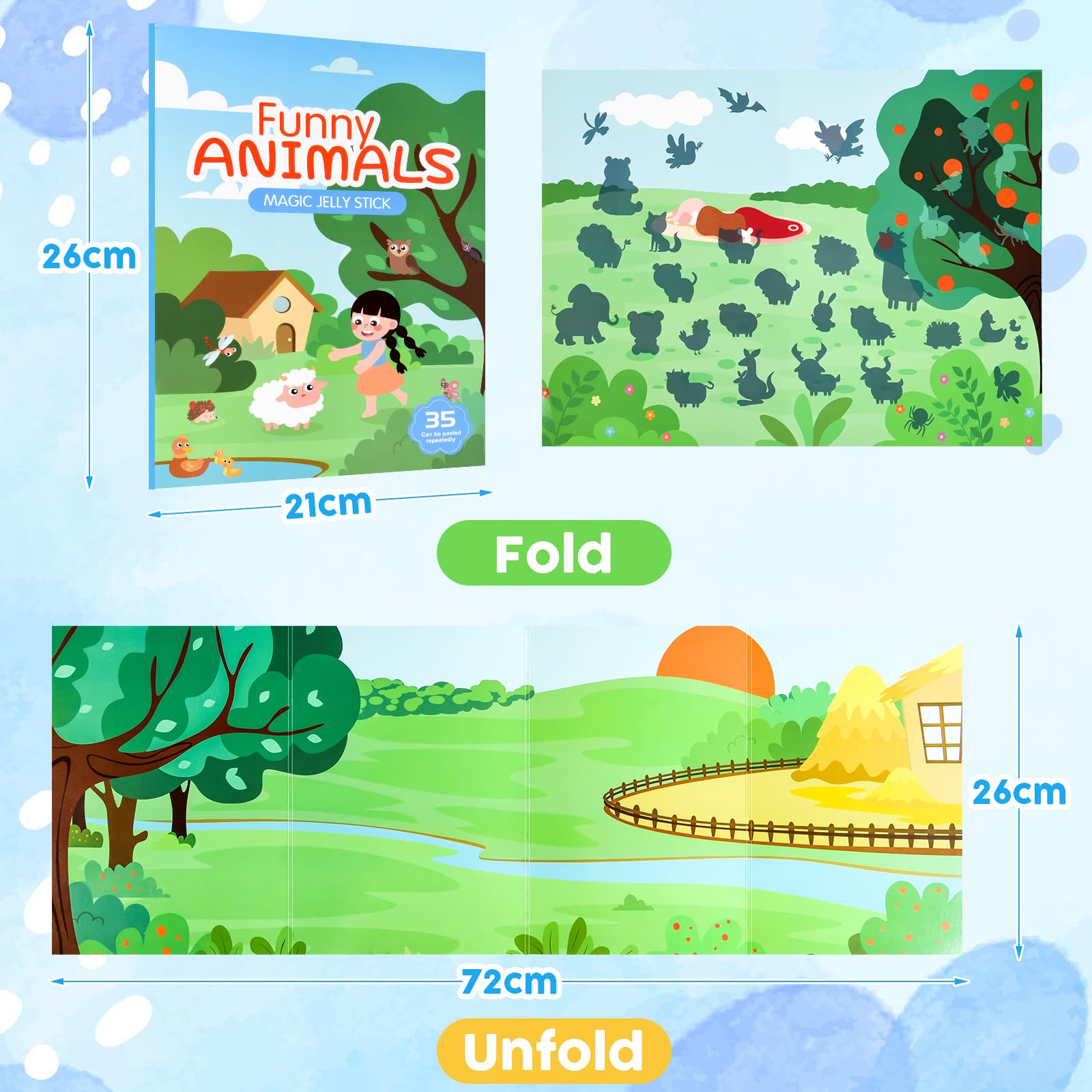 ASTARON Livre d'autocollants d'animaux pour les tout-petits, autocollants de véhicule imperméables réutilisables, jouets de voyage pour activités d'avion pour enfants