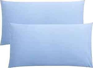 FLXXIE 2 Pack Microfiber King Pillow Cases, 1800 Super Soft Pillowcases with Envelope Closure, Wrinkle, Fade and Stain Resistant Pillow Covers, 20x36, Sky Blue
