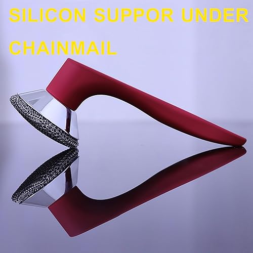 Miniatura 5 de Cepillo limpiador de hierro fundido con mango largo, cepillo de acero inoxidable 316, cepillo de limpieza de malla de cadena de 0.118 in, esponja de