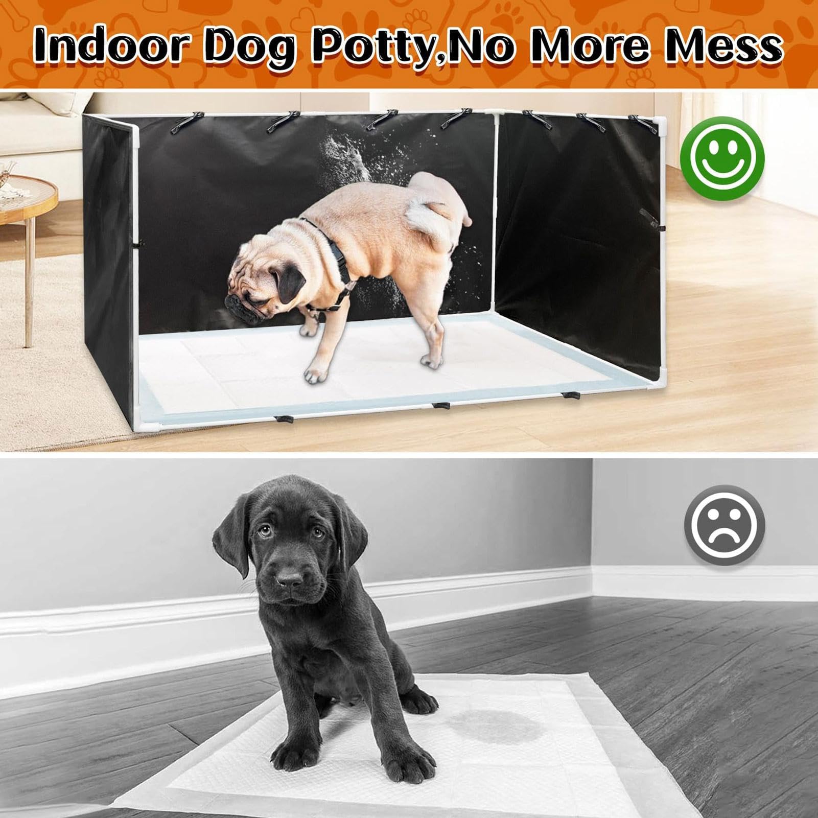 Hundepee -Pad -Halter, Hund Splash Box Guard - Welpen -Toilettenzaun, einfache saubere tragbare Urinpolsterzaun wasserdichtes 600D -