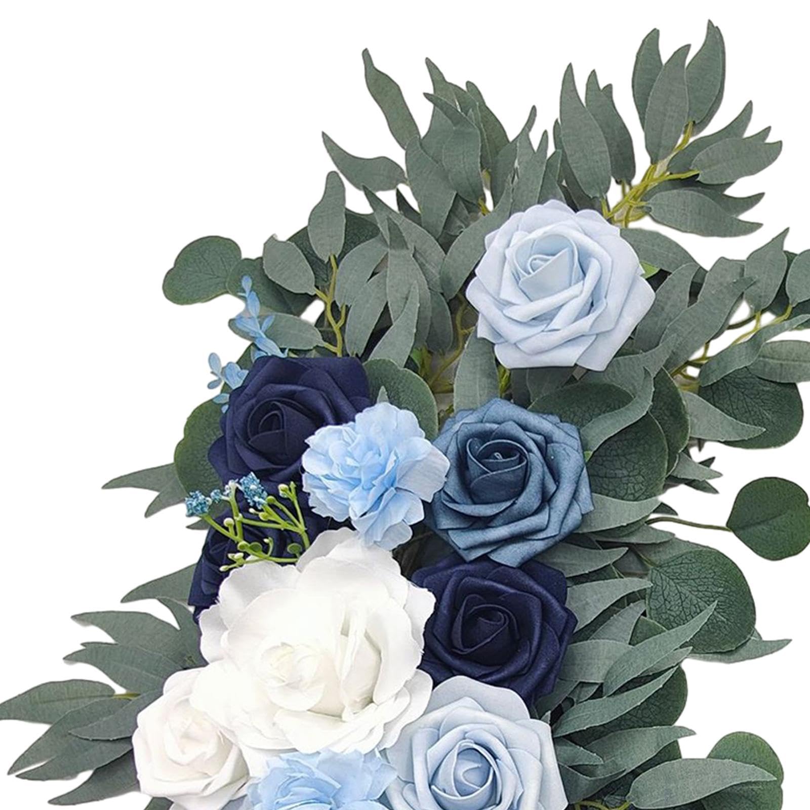 Perfeclan Hochzeitsbogen-Blumen, Blumengirlanden für Bögen, Heimdekoration, grüne Blätter, Kunstblumen-Girlande-Set für den Innenbereich, 2er-Pack für Empfänge, Blau