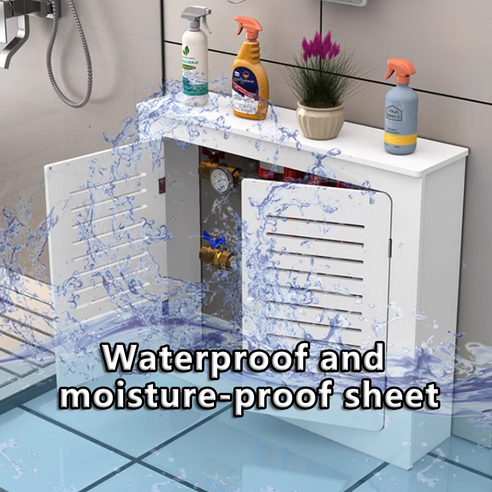 Armario con cubierta de radiador con estante, armario de calefacción decorativo para baño y suelo, estilo moderno, fácil de montar