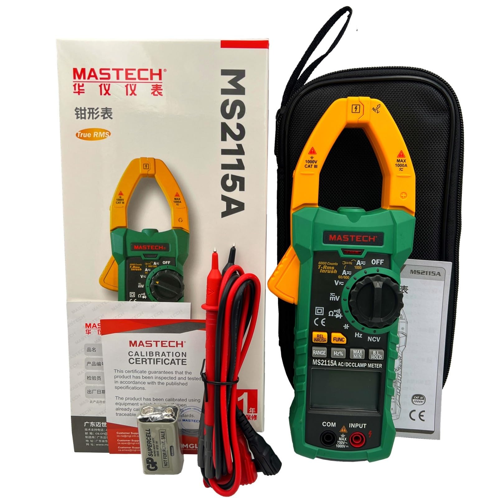 MS2115A Multímetro DC AC Corriente 1000A Medidor de pinza digital Amperímetro NCV Voltaje Ohm Tester Multímetro