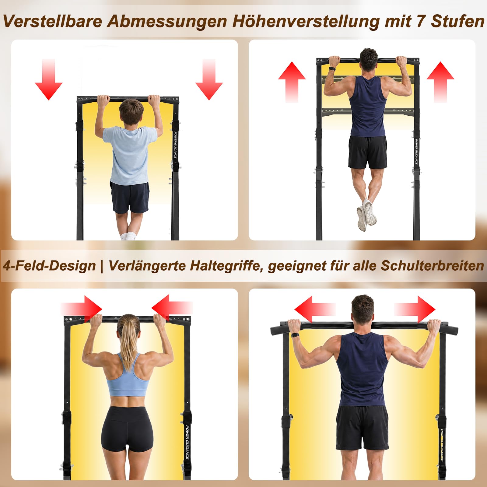 POWER GUIDANCE Faltbar Power Tower Dip Station Klimmzugstange Freistehend Höhenverstellbar Multifunktional Fitness Trainingsgerät für