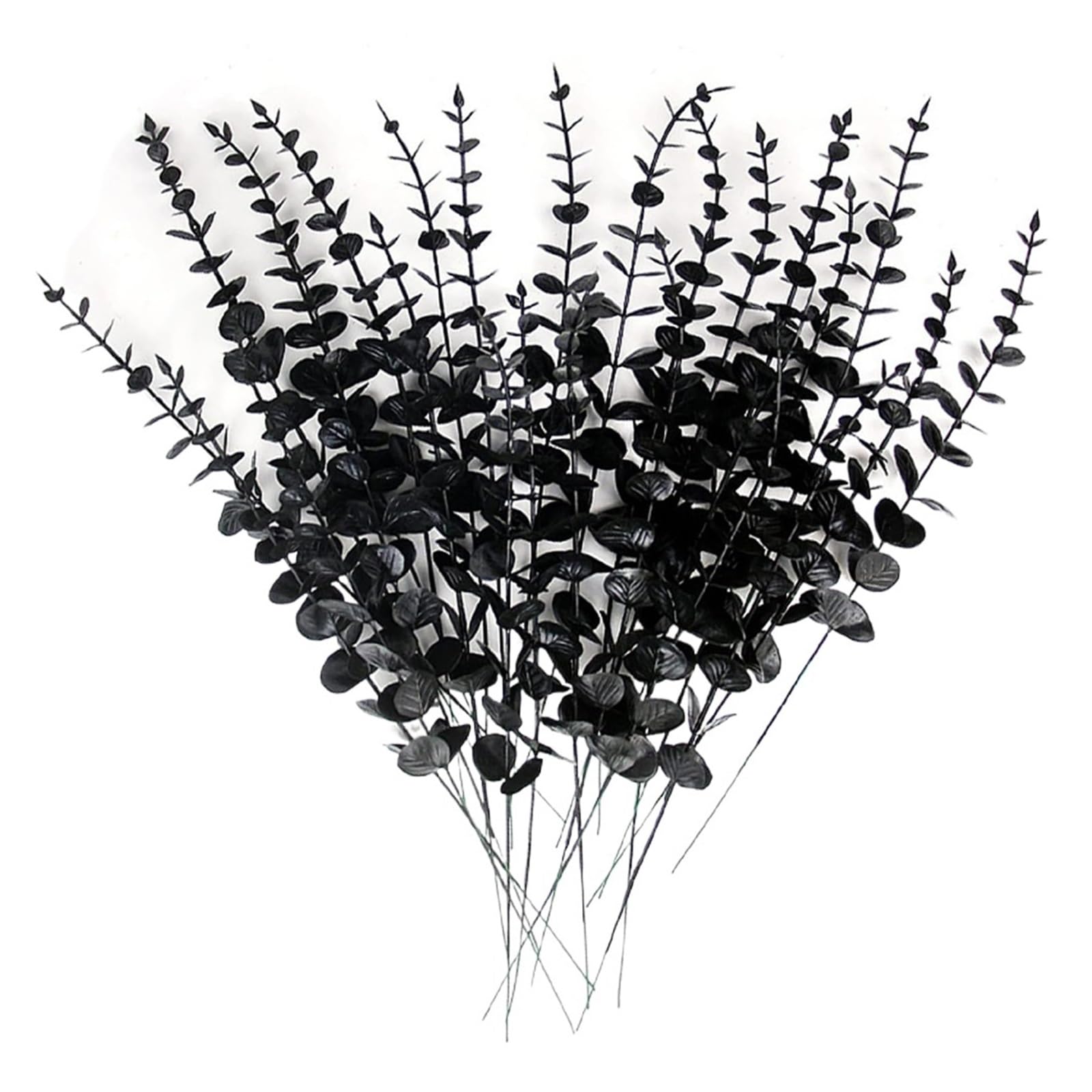 YGLEEULI Artificial Foliage Stems Artificial Eucalyptus Stems Leaves Fake Plants for Home Office Room Party Wedding Centerpiece Wreath DIY Decoration(Black)