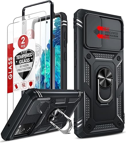 LeYi Funda compatible con Samsung Galaxy S20 FE 5G No compatible con S20 Galaxy S20 FE con funda deslizante para cámara + 2 paquetes protector de