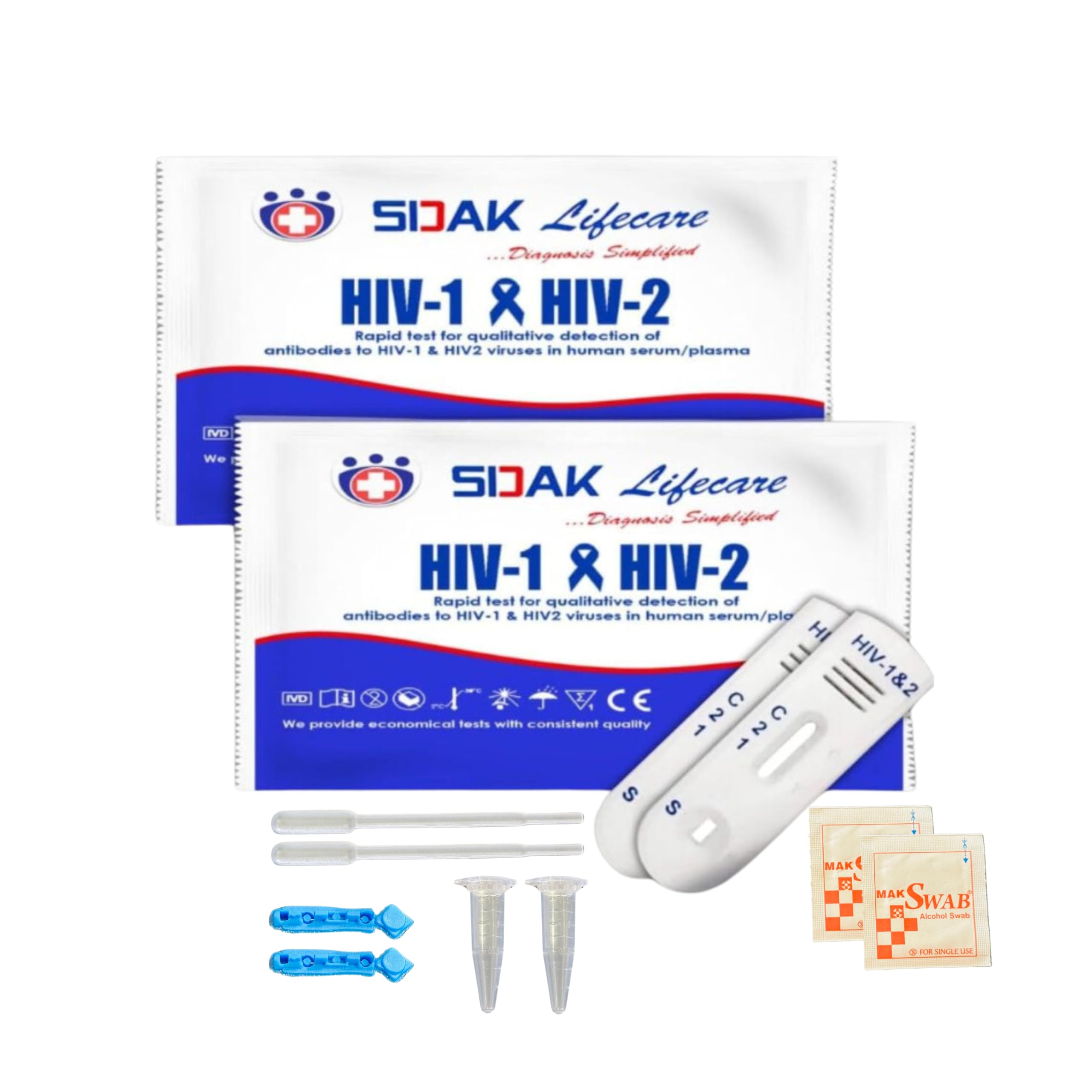 Sidak/Accurate HIV1 & HIV2 Rapid Home Self-Test Kit (Pack of 2)