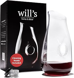 Wine Decanter - Glass Vase Red Wine Aerator - Gift Accessories - Clear Carafe with Cleaning Beads - Holds 750mL bottle