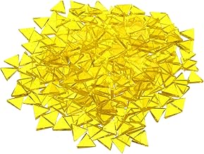 sourcing map Mosaico triangular de vidrio de color amarillo brillante de 14 mm, 200 g, para manualidades, proyectos hechos a mano