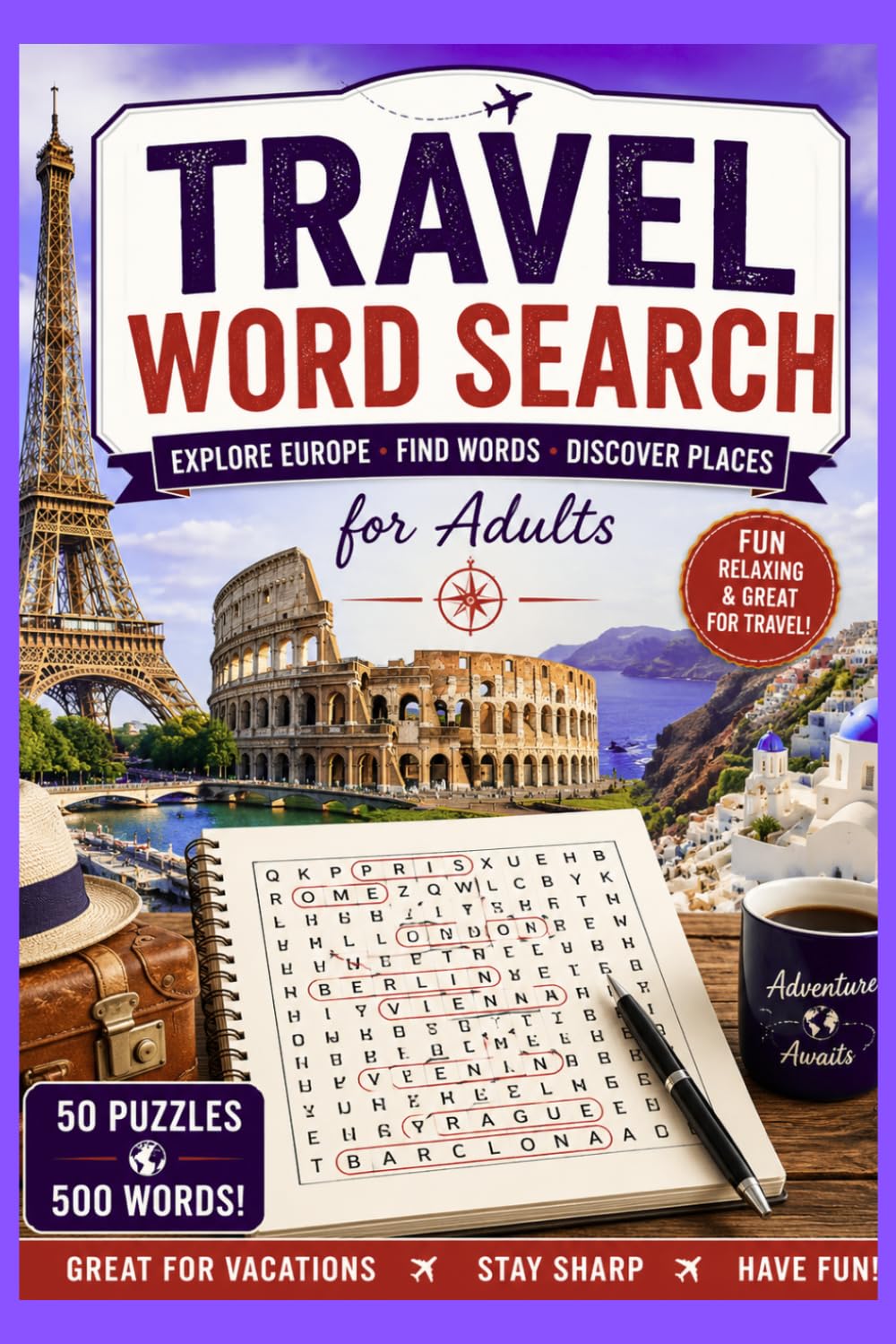 Travel Word Search for Adults: Solutions Included