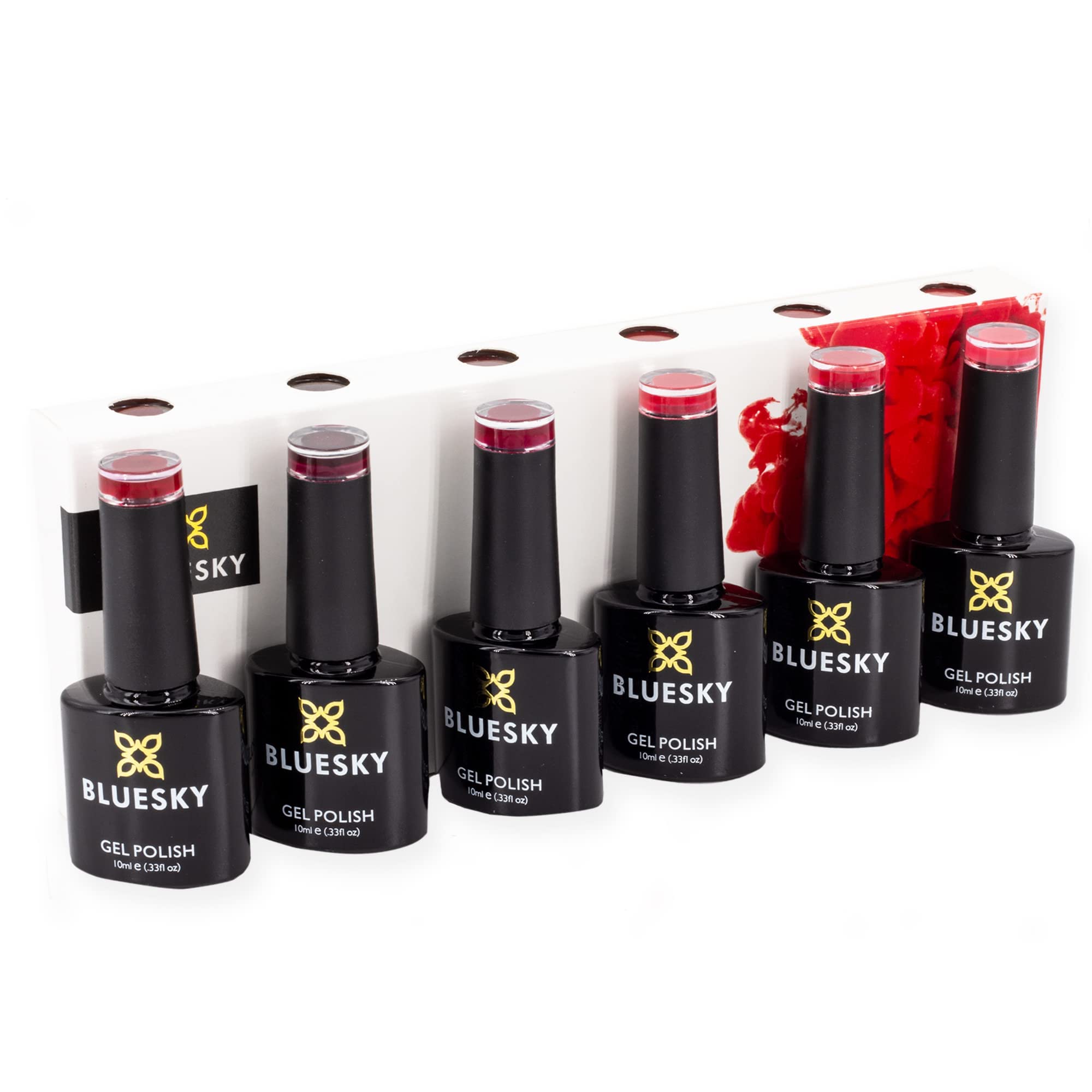 BLUESKY Gelnagellack Set | 5/6 UV Lacke zum Preis von 4/5 | Gel-Nagellack für glänzende und schöne Nägel | langer Halt von bis zu 3 Wochen (BLUESKY Ruby Red 6er Set)