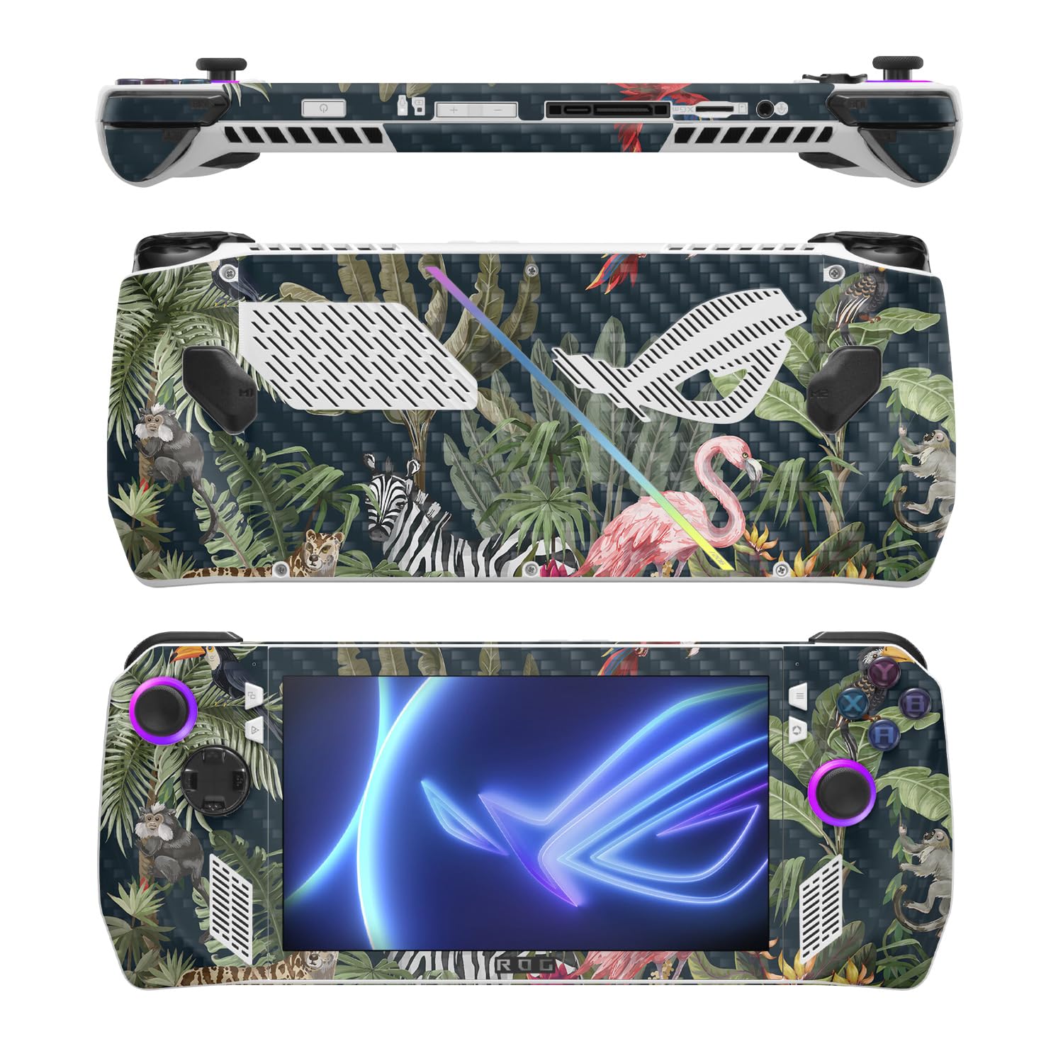 MightySkins Carbon Fiber Skin Compatible with Asus ROG Ally - Tropical Kingdom | Protective, Durable Textured Carbon Fiber Finish | Easy to Apply
