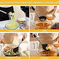 Vista 2 de Silicone Kitchen Cooking Utensils Set with Stainless Steel Handle, Spatula Set Utensil Set, Cooking Utensil Set,Kitchen Tools Gadgets for Nonstick