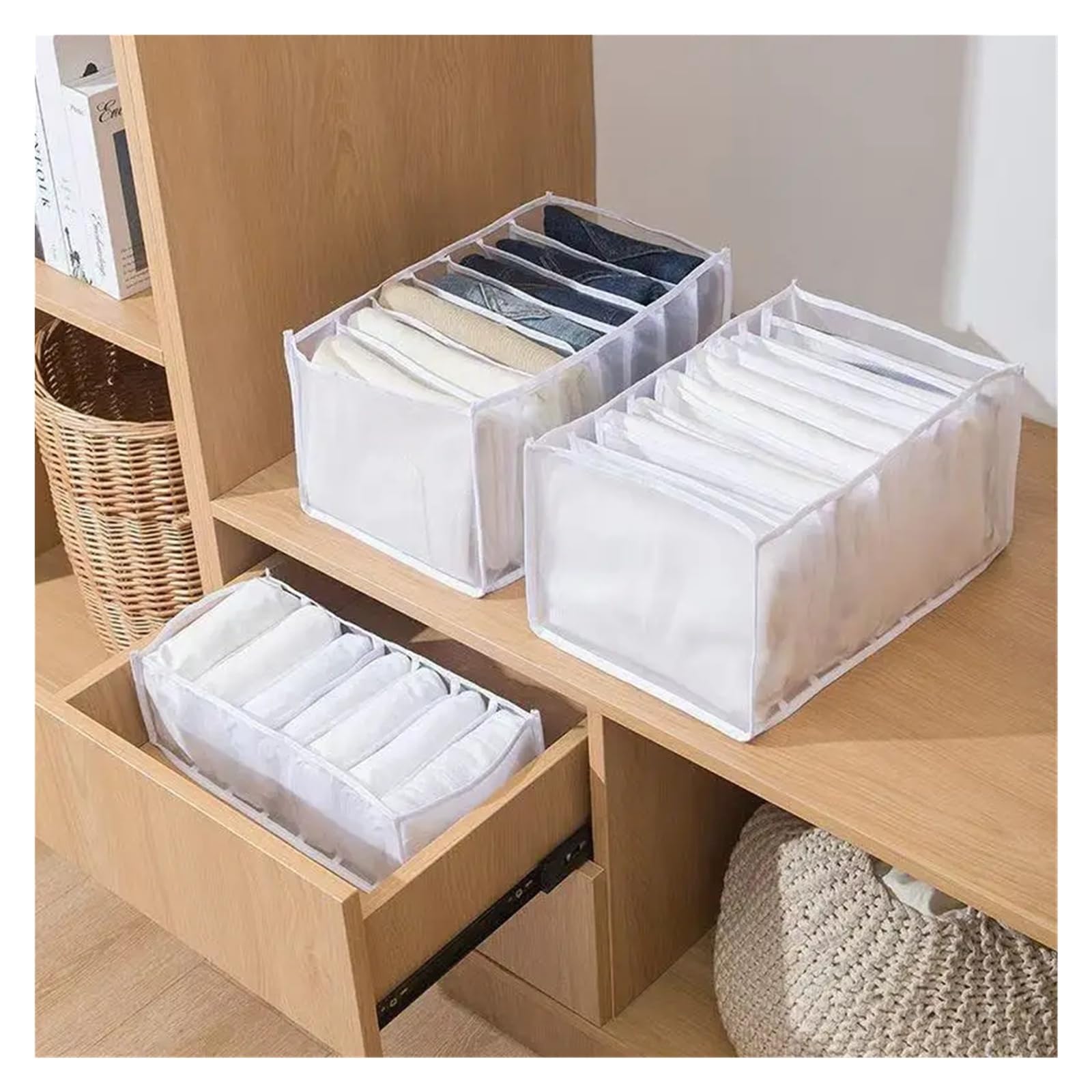 Schubladenorganizer für Unterwäsche, Sockenaufbewahrungsbox, Faltbarer Schrankteiler für BHS und Unterhosen