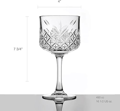 Miniatura 3 de Pasabahce Juego de 4 vasos cupé vintage de alta calidad, extra grandes, exclusivos, ginebra, vino, cóctel, copas de champán, diseño de cristal,