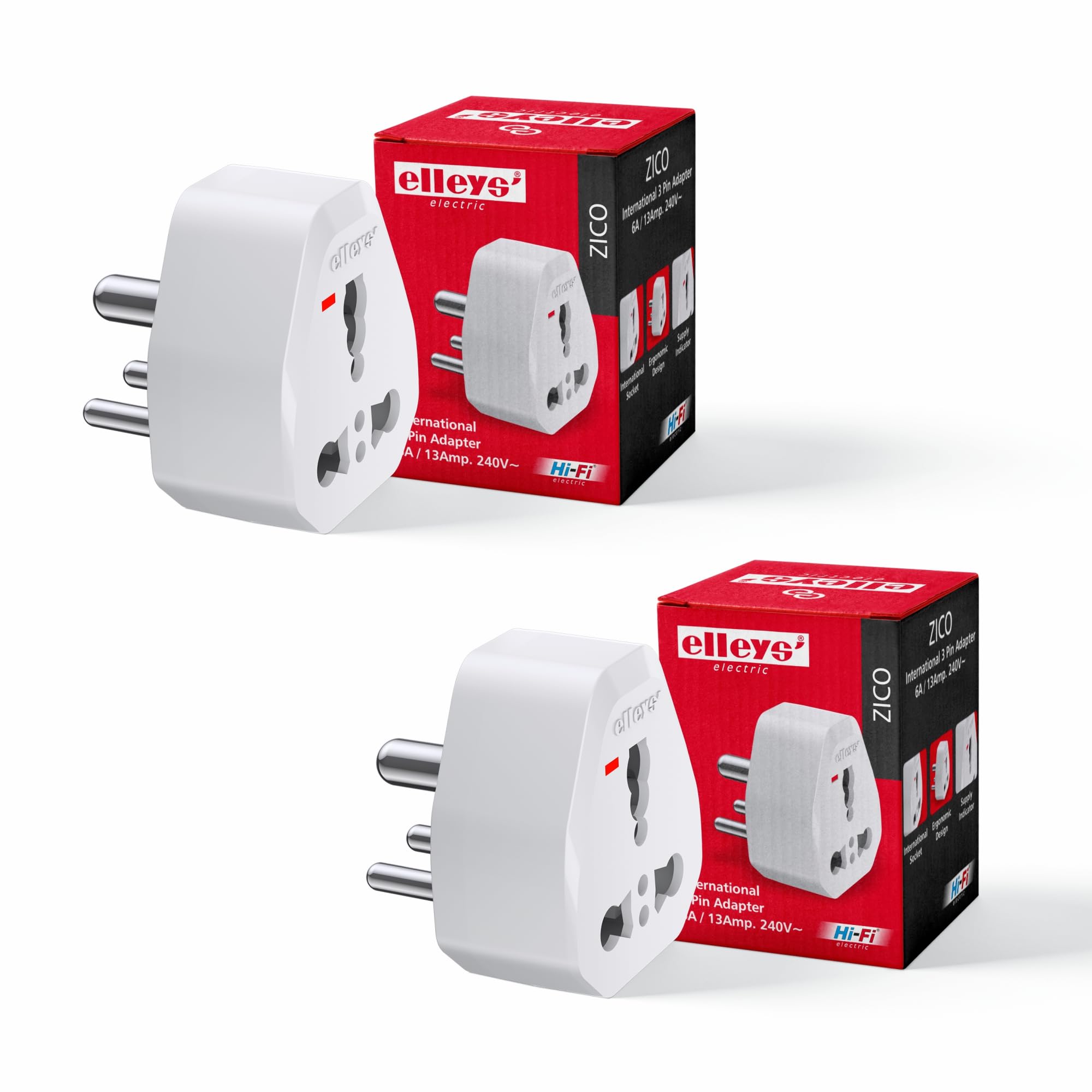 elleys' Zico International 3 Pin Adapter (6A / 13mp.240 V) (Pack of 2)-image-15
