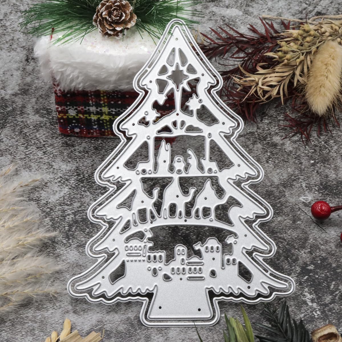 Troqueles de árbol de Navidad fantasma para hacer tarjetas, sellos, troqueles de corte para manualidades, álbumes de recortes, manualidades, decoraciones en relieve