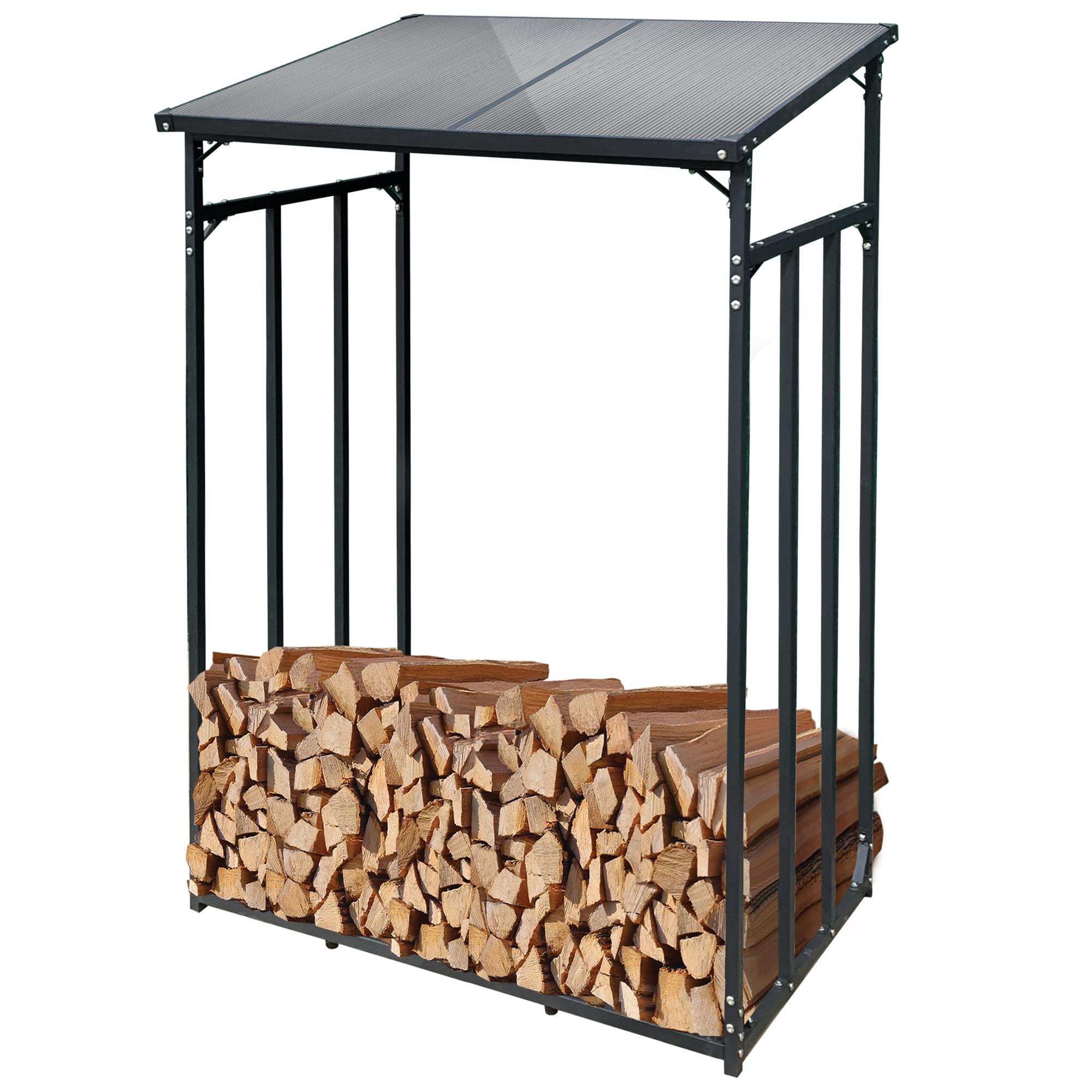SCHMIDT security tools Kaminholzregal 130x70x185cm Stahl Anthrazit Brennholzregal Holzstappelhilfe Holzunterstand 1,6 m³ Holz-Regal