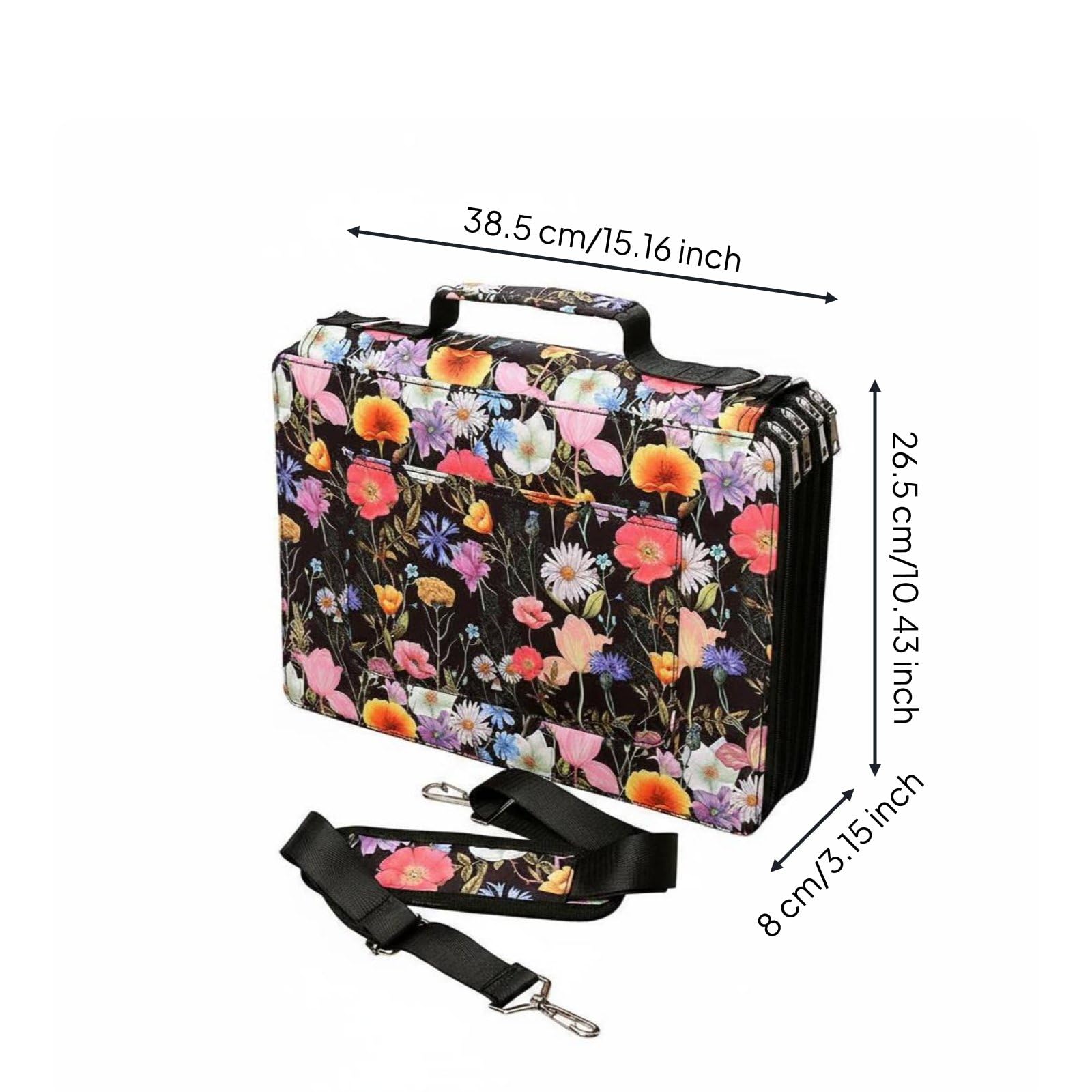 harayaa Astuccio Portamatite con Cerniera Portamatite Organizzatore Custodia Cartoleria Valigetta Disegno Multistrato con Compartimenti per Marchi E Materiali, Black