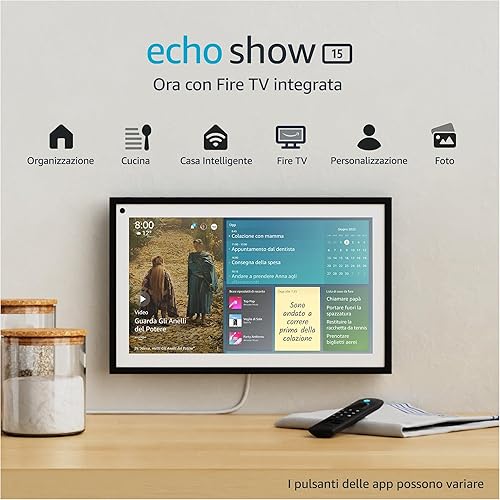 Immagine del prodotto Echo Show 15 + Telecomando | Schermo intelligente Full HD da 15,6” con Alexa e Fire TV integrata
