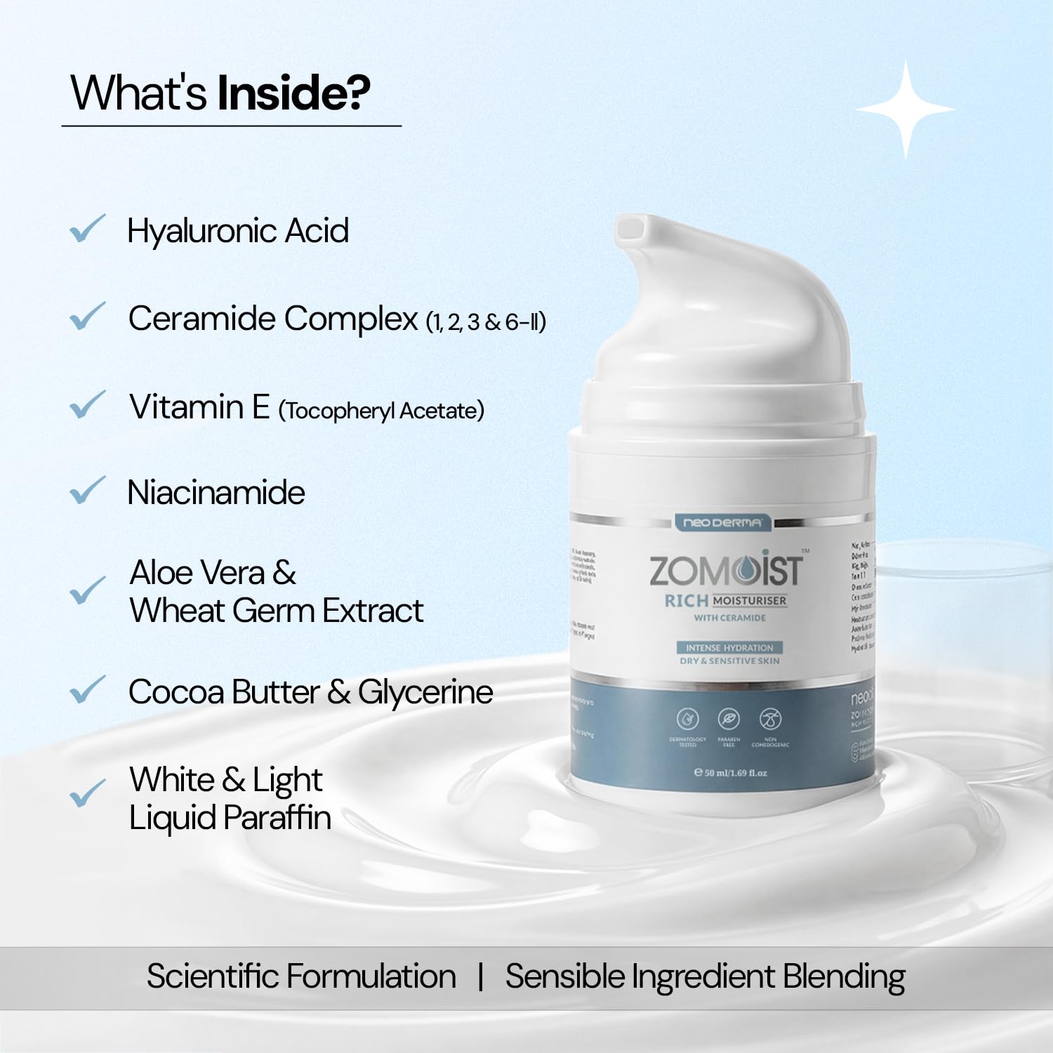 Neoderma Zomoist Rich Ceramides Moisturizer with Hyaluronic for