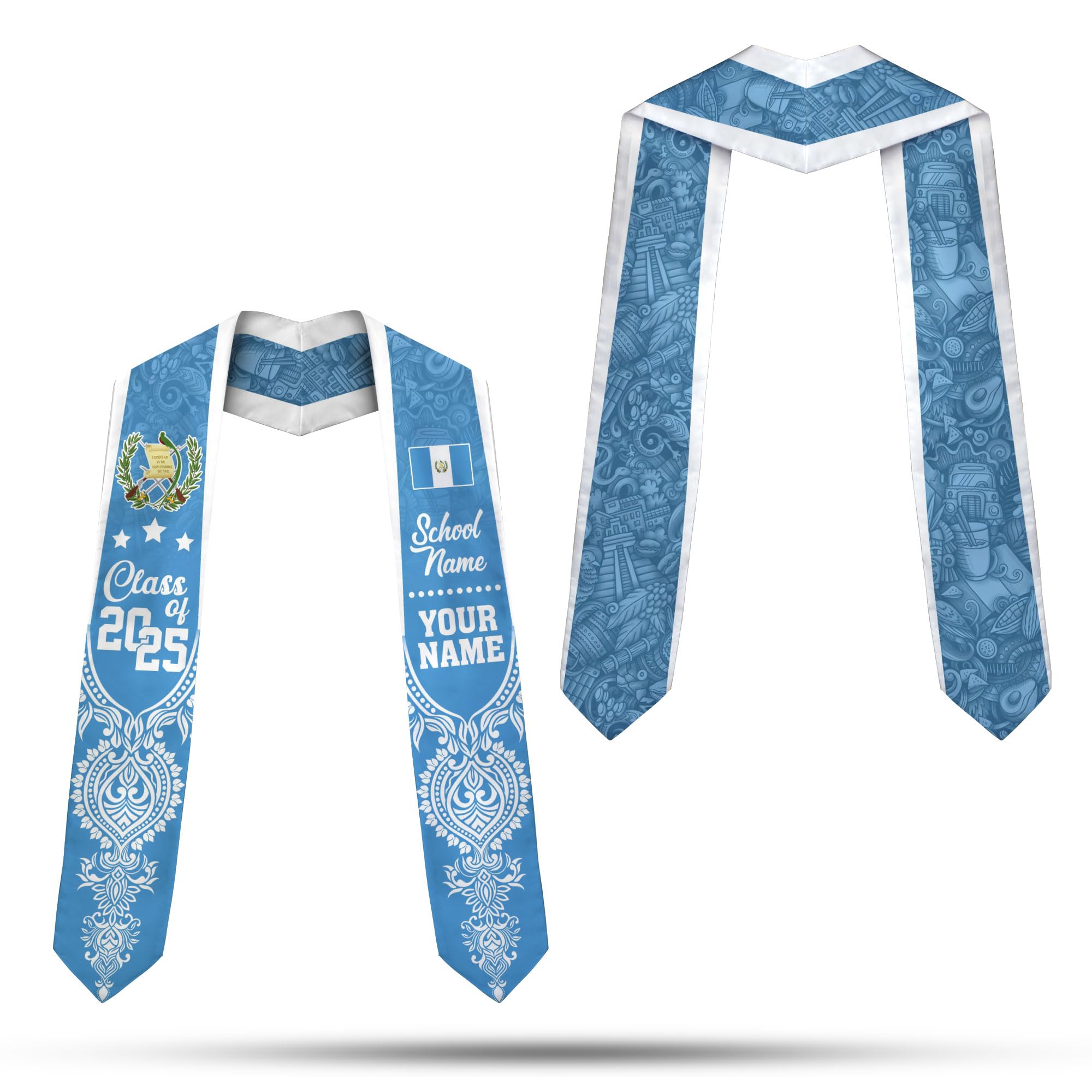 MonkeyVan Personalized Guatemalan Graduation Sash 2025,Custom Guatemala Flag Stole,Guatemala Graduation Stole Class of 2025 S196