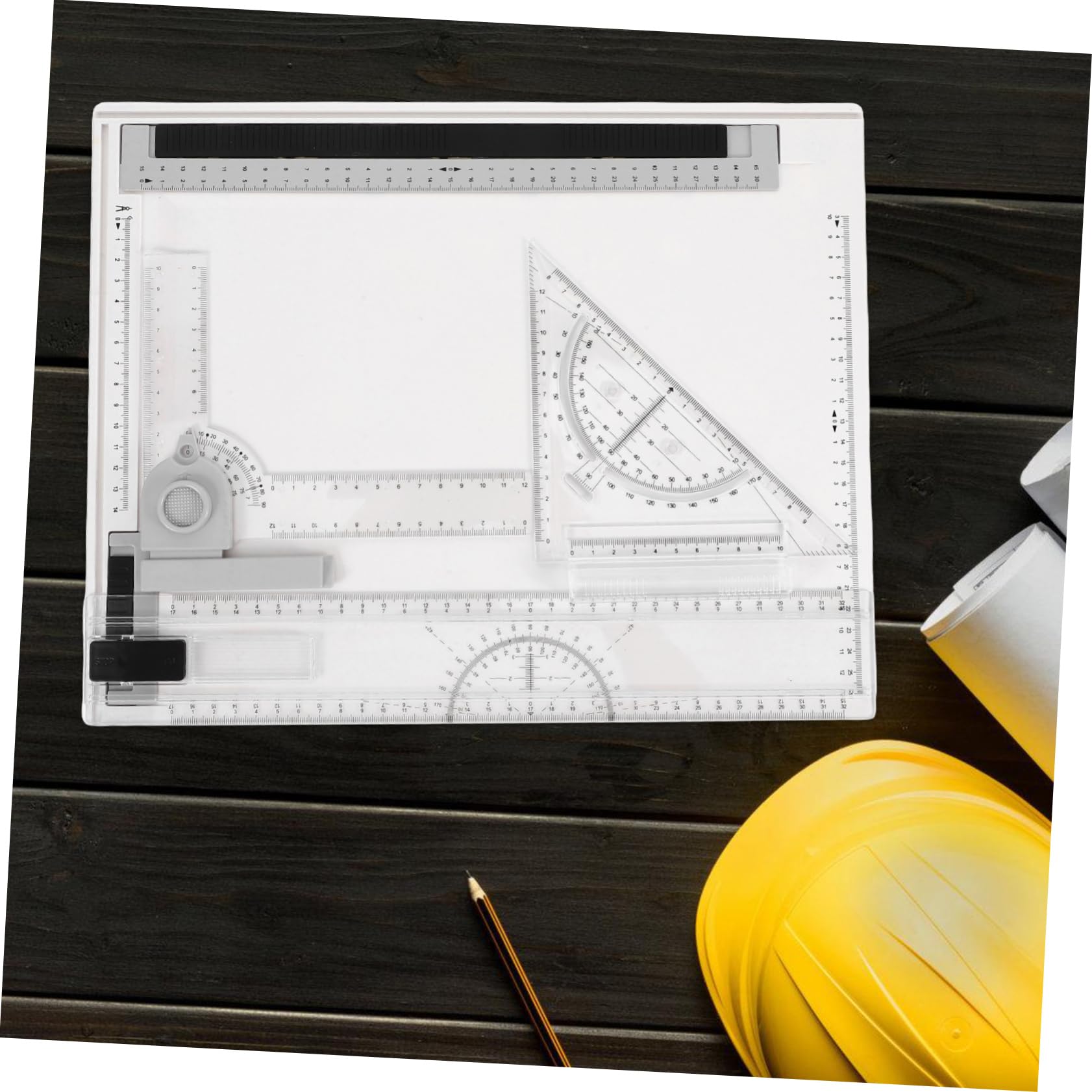 Tavoletta da Disegno A4 Professionale per Architettura, Set 1 | Plastica, Strumenti e Righelli Inclusi, Portatile e Leggera, Scale Precise per Uso Outdoor