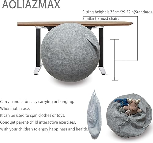 Miniatura 29 de Cubierta de bola sentada, adaptador de clavija de tapón de aire, 25.6 pulgadas y 29.5 in, bola de parto, cubierta de bola de ejercicio para bola de