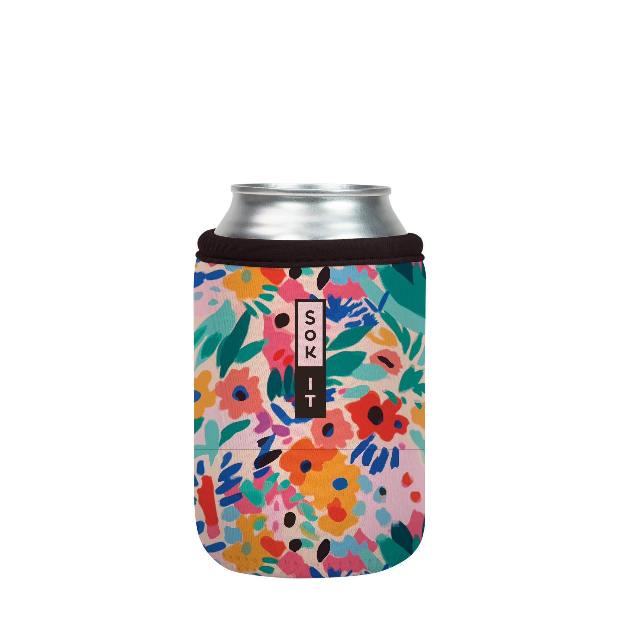 Sok It CanSok Sleeve for Beer & Soda Insulated Neoprene Cover (Abstract Floral, 12oz Can Sleeve)