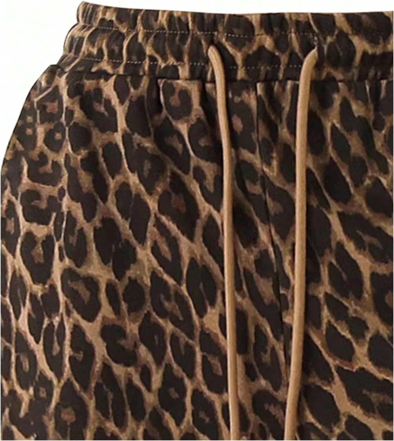 Floerns Women's Plus Size Cheetah Drawstring Waist Straight Leg Sweat Pants Athletic Sweatpants - Image 5