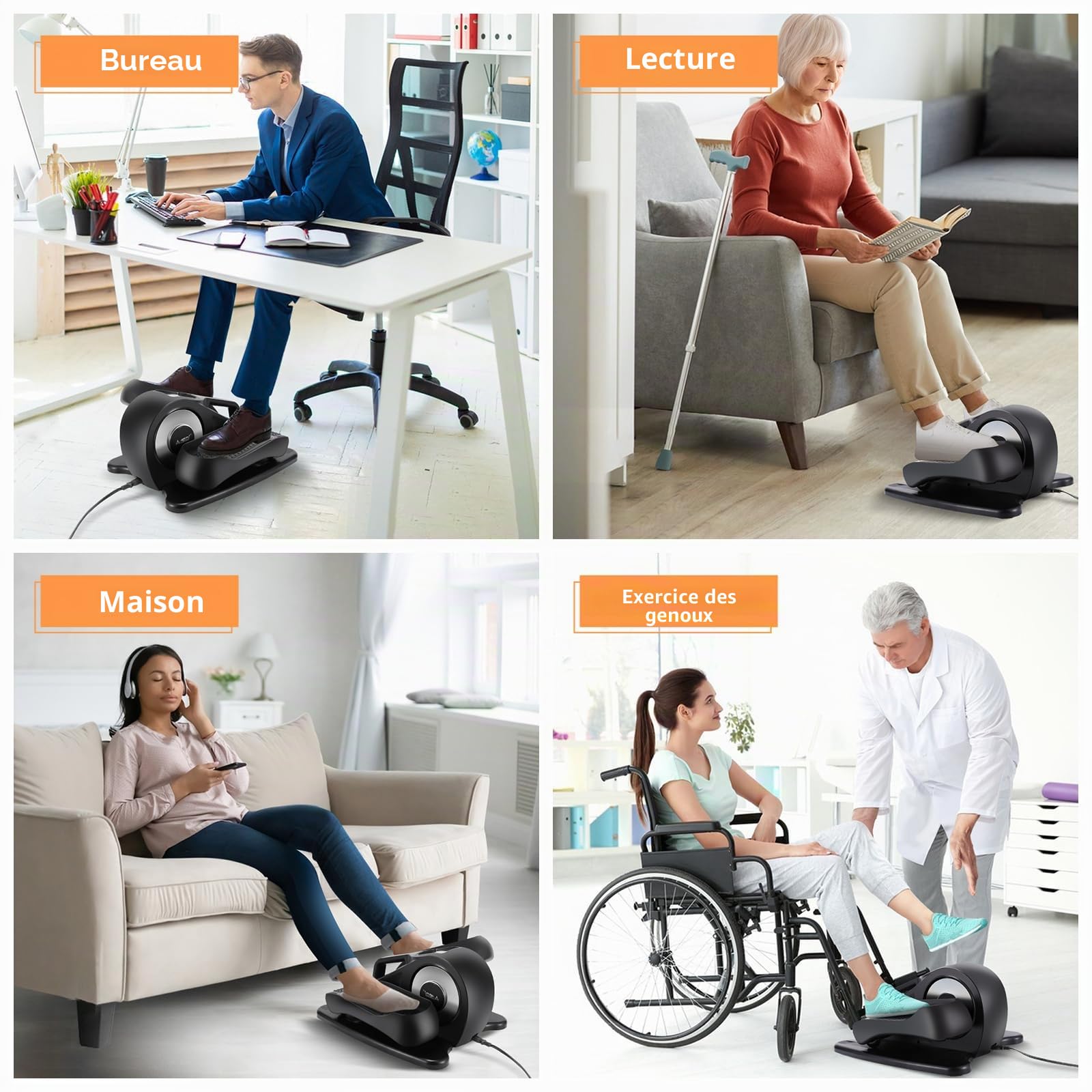 Appareil Elliptique de Bureau, Exerciseur Électrique à Pédales avec Télécommande et Écran LCD, Exerciseur de Jambes à Vitesse Réglable pour Seniors et Adultes