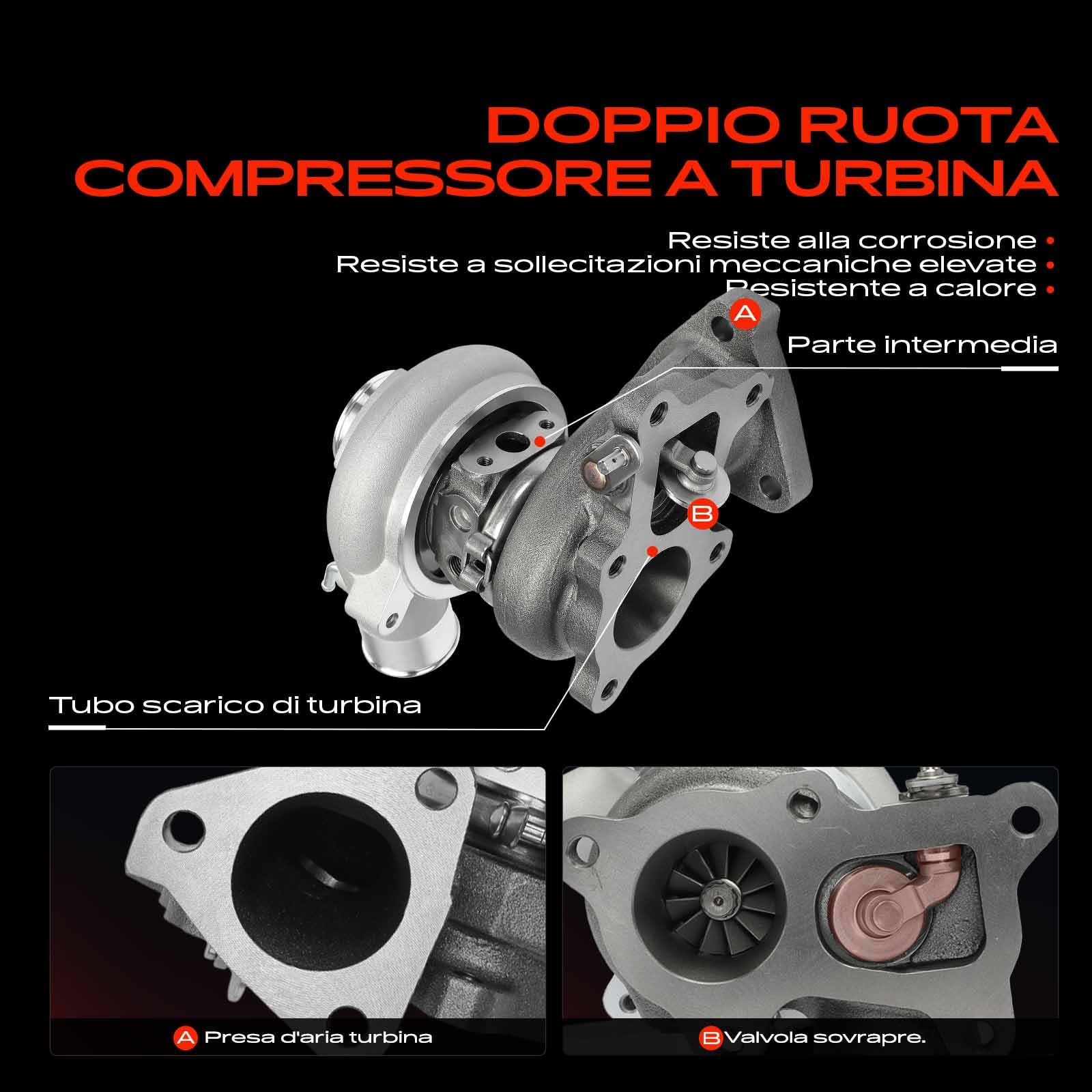 Frankberg Turbocompressore 49135-02110 | Compatibile con: Pajero Sport I K7 K9, L200 K5T K6T K7T, H-1 Box A1, Galloper JK-01, Autobus H-1/Starex A1