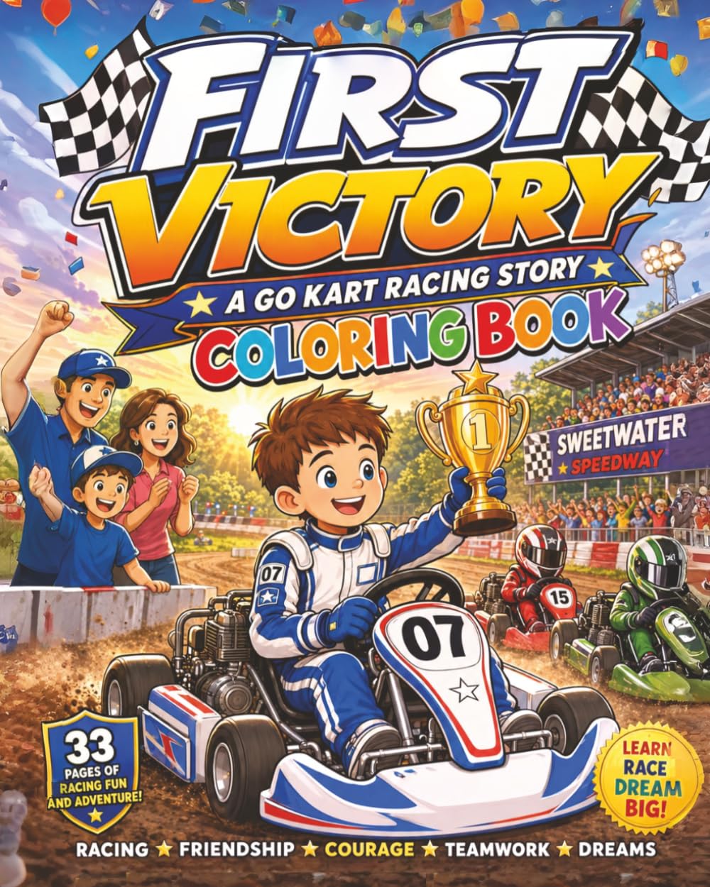First Victory Go Kart Racing: A Complete Story Coloring Book | Color the Story from Start to Finish!