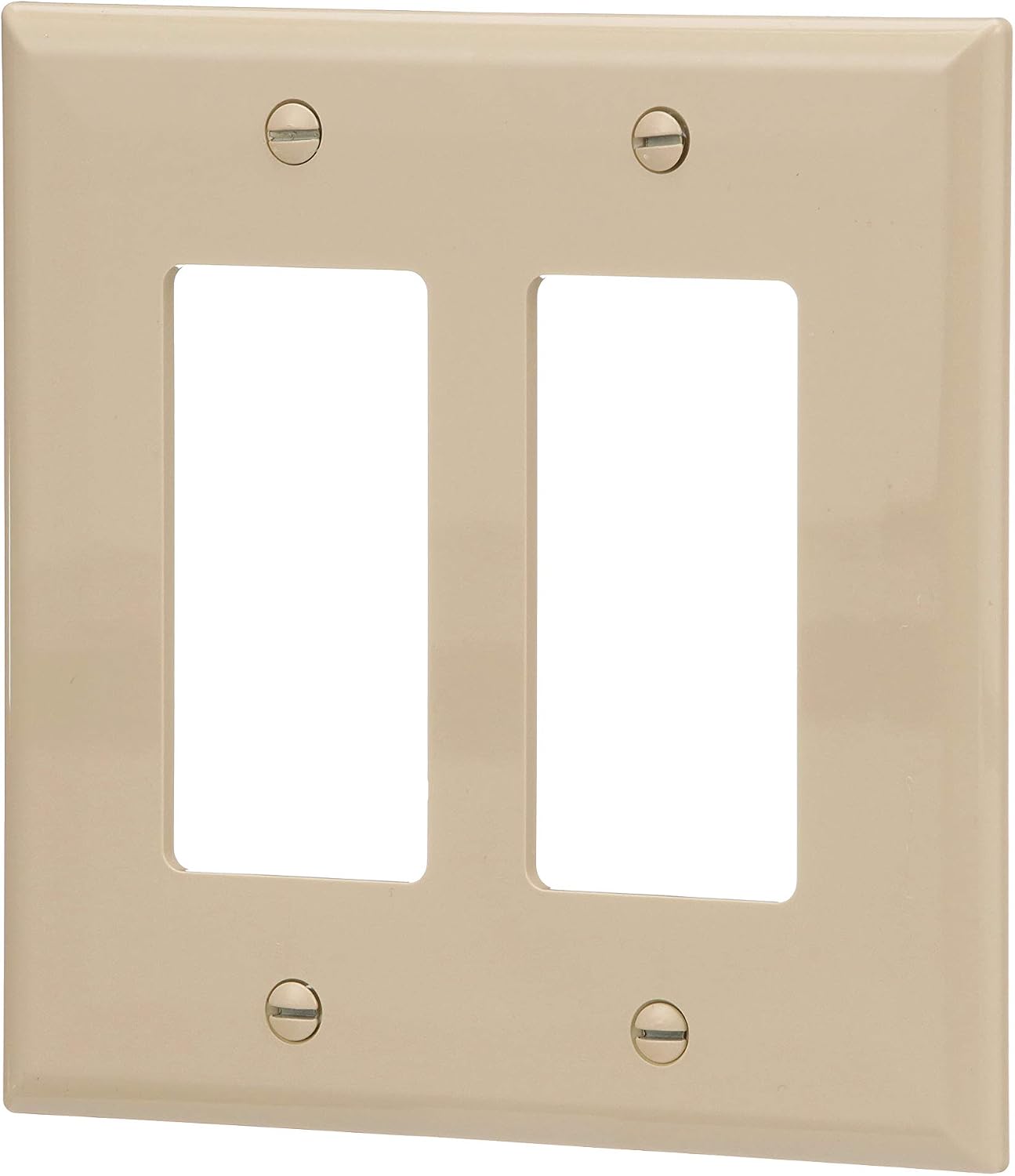 Eaton PJ262V Mid-Size Polycarbonate 2-Gang Decorator GFCI Wallplate, Ivory