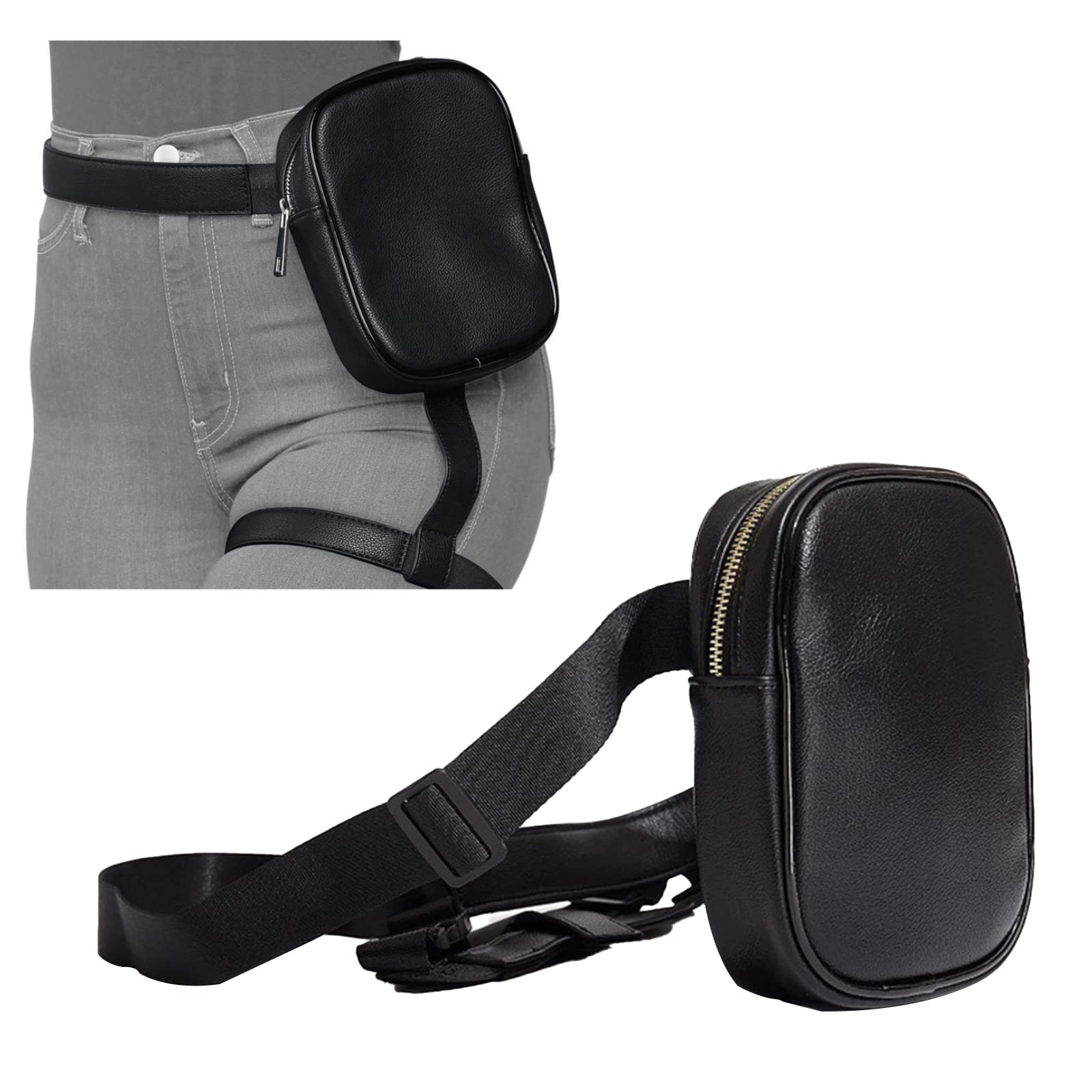 APOMOONS Sacoche De Cuisse Femme – Sac Banane Moto Étanché, Sport & Rando, Sangle Amovible, Noir Ultra-Pratique