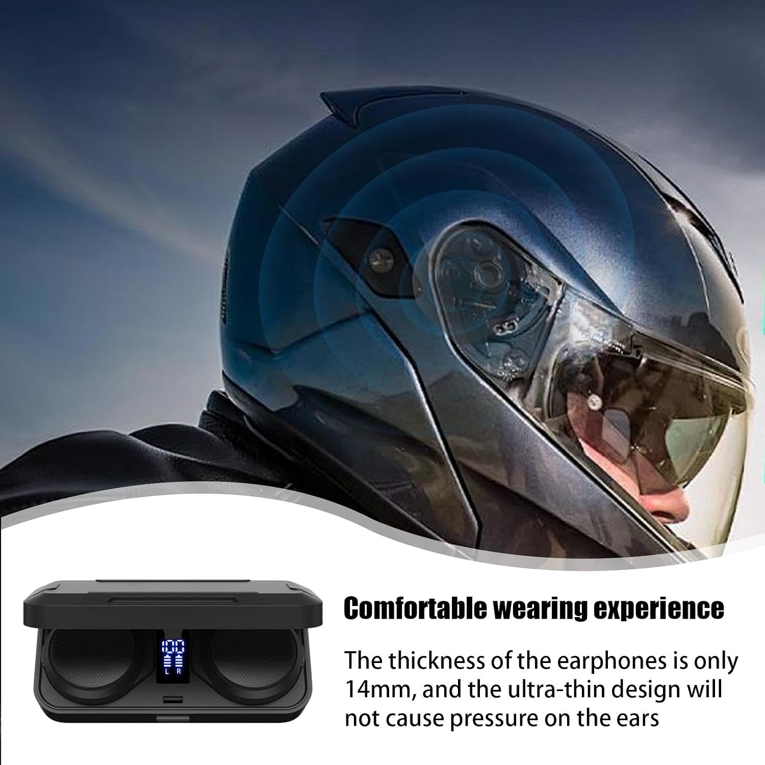 ヘルメットスピーカー - LEDバッテリーディスプレイ付きポータブルBluetoot-hヘッドセット、多機能サイクリング防水ヘルメッ