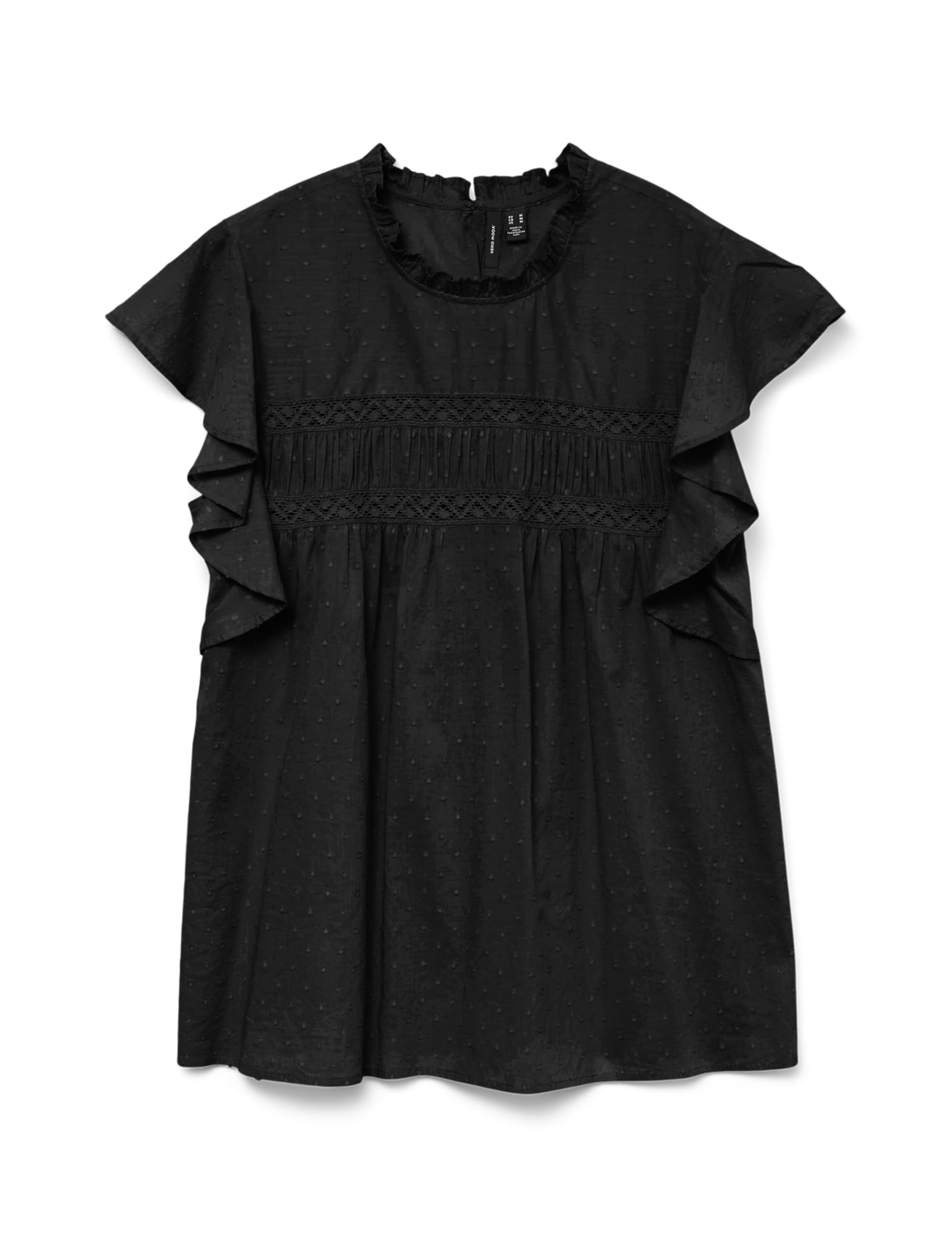 VERO MODA VMTRINE SL Lace Top WVN, black, S