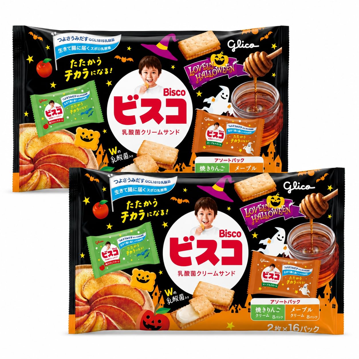 エバラ　グリコ　ロッテ　ナビスコ　トーハト　カンロ　食品菓子まとめ売り Amazon.co.jp: グリコ ラブリーハロウィーン ビスコ (焼きリンゴ