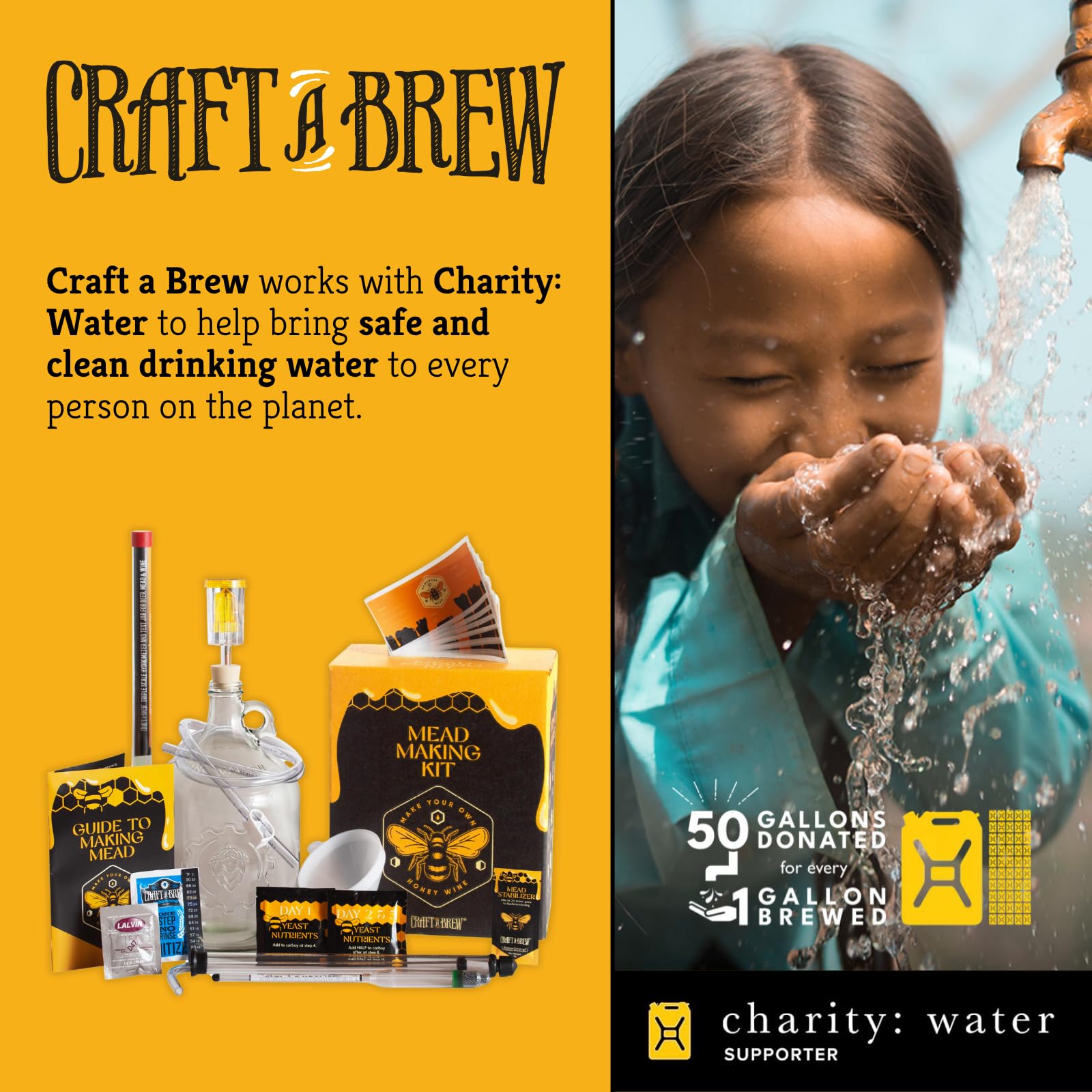 Craft A Brew - Kit de preparación de hidromiel de lujo - Juego de iniciación de cerveza casera de 1 galón con herramientas de endulzamiento y embotellado - Kit de elaboración de hidromiel para