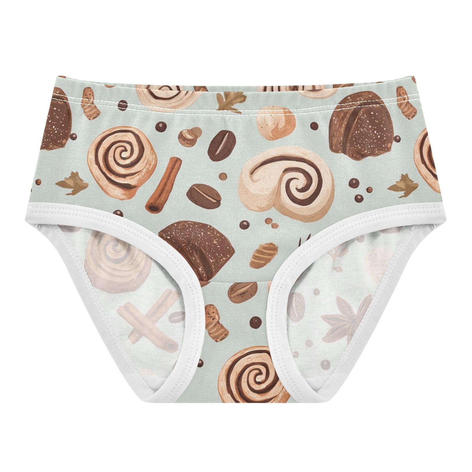 Wusikd Cinnamon Rolls Coffee Beans Girls Underwear Cotton Girls Briefs Soft Toddler Underwear 2T