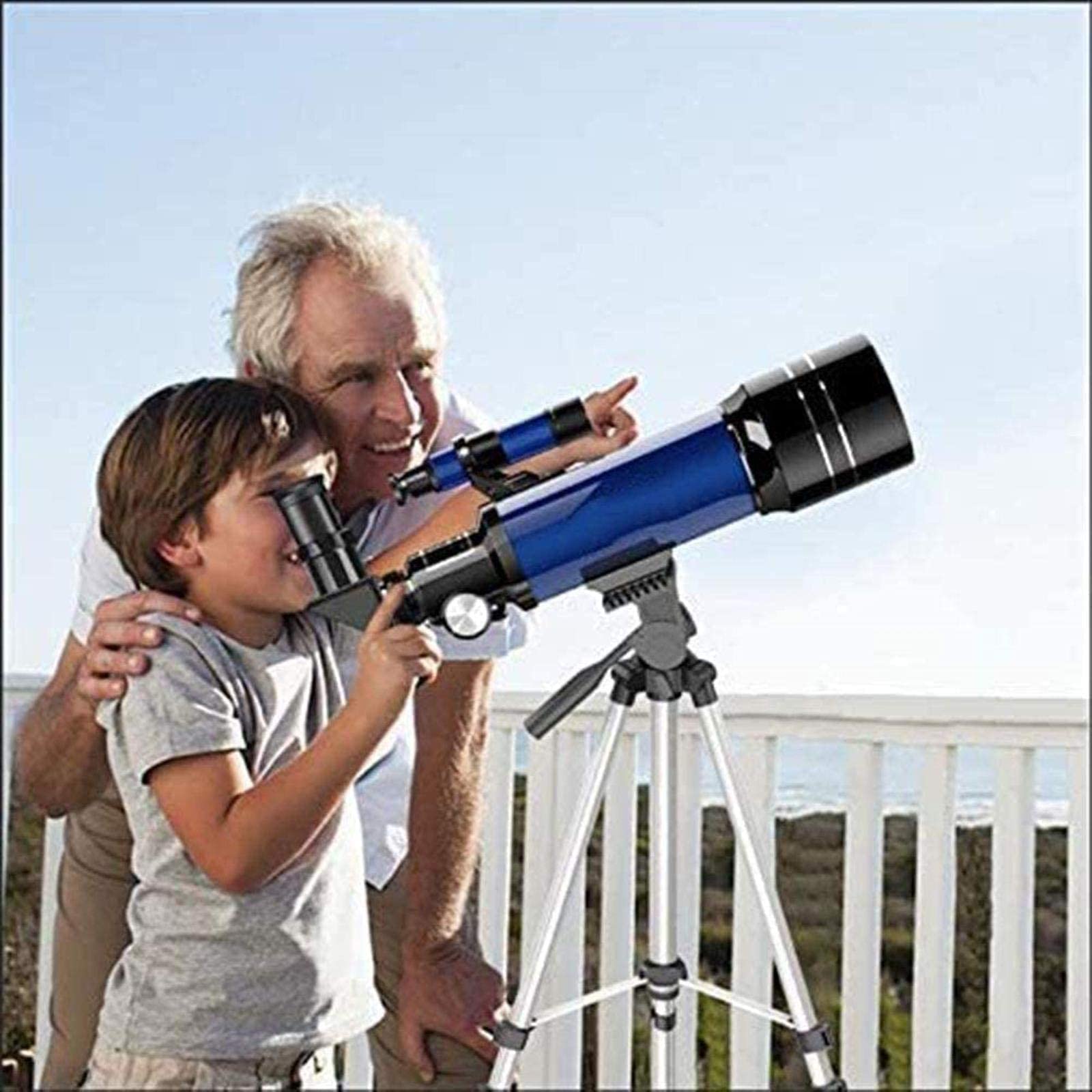 Télescope astronomique Ultra HD 400/70 mm avec trépied réglable et Adaptateur pour Smartphone, télescope Portable HD pour débutants, Double Confort