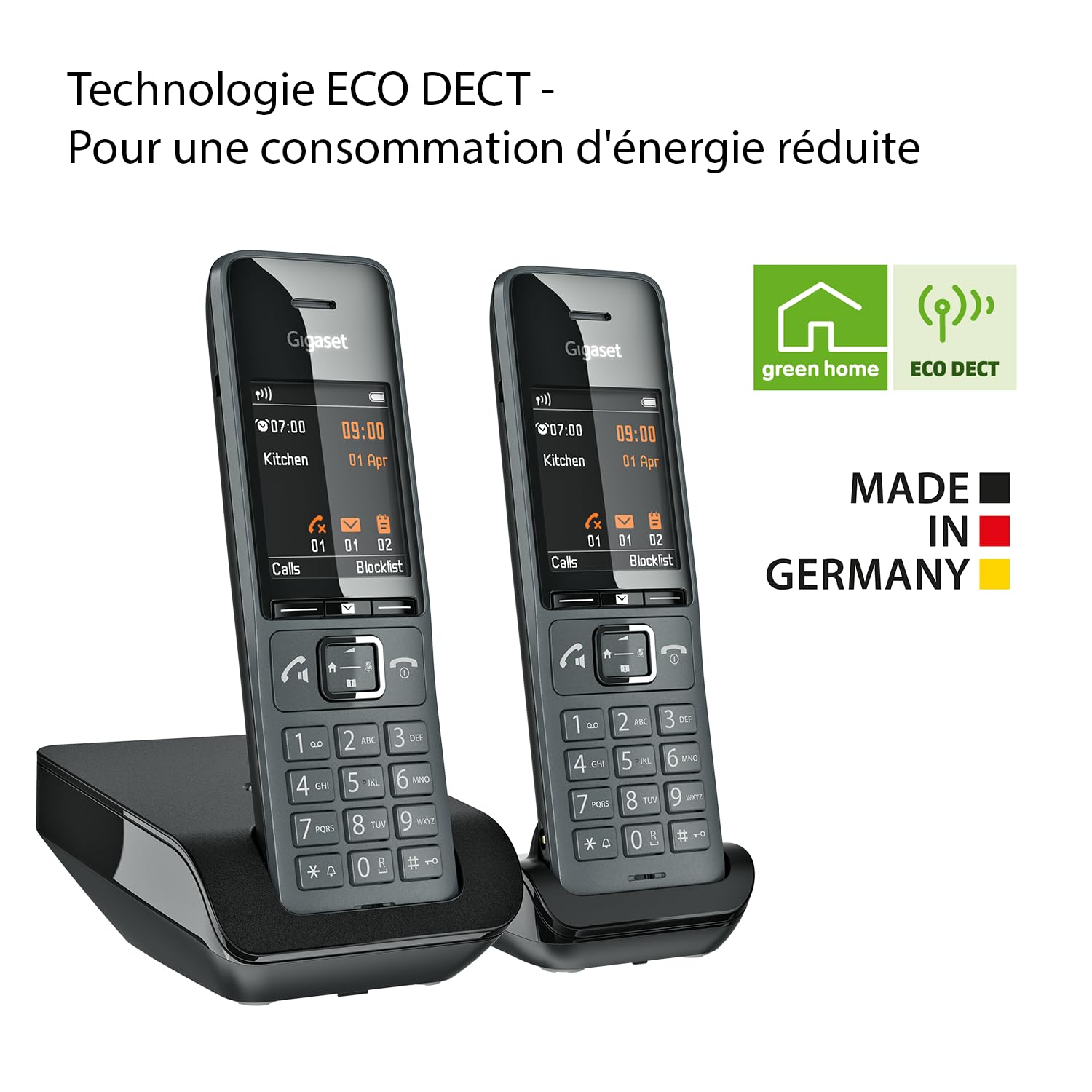 Gigaset Comfort 520 Duo Téléphones DECT sans Fil Blocage d'appels Répertoire 200 Contacts Gris