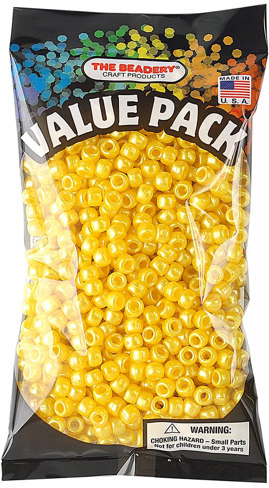 The Beadery - 9x6mm Barrel Pony Bead, Yellow Pearl - 900 Pieces - 750V274