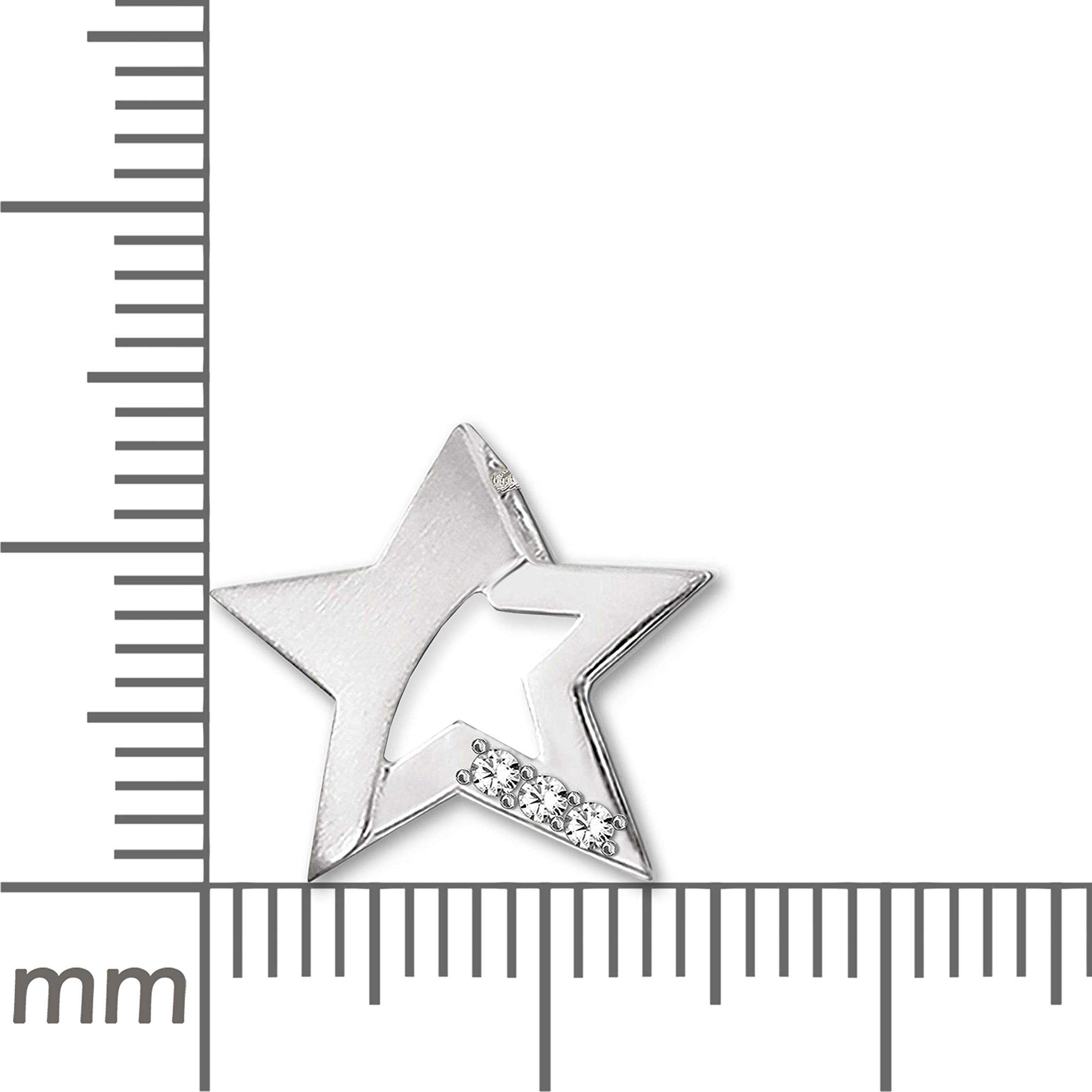 CLEVER SCHMUCK Set für Damen Ohrstecker Stern 9 mm matt glänzend mit Zirkonias weiß, passender Anhänger 15 mm & Kette Singapur 45 cm 925 Sterling Silber im Etui anthrazit